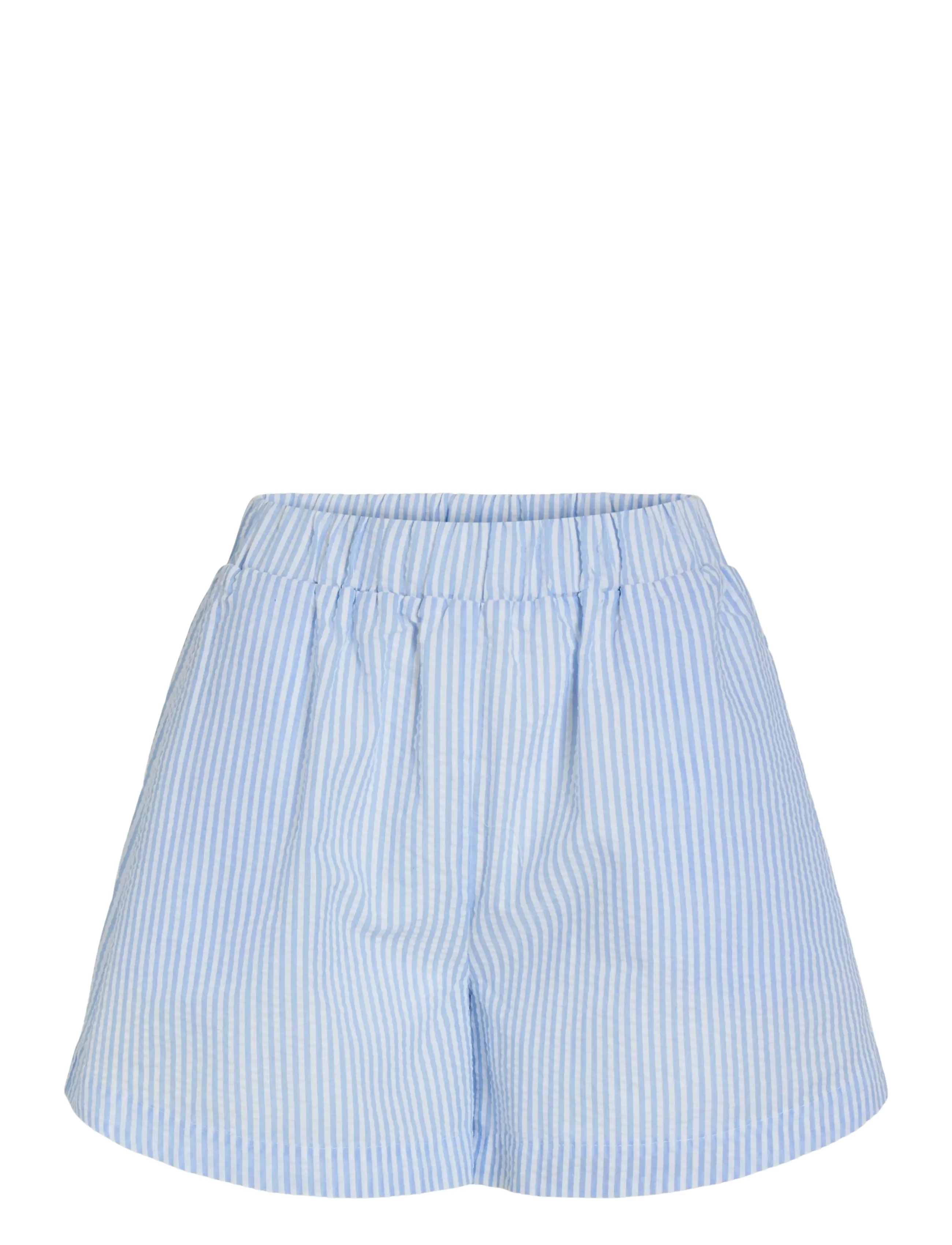 Vila VICORALINA STRIPE LOOSE SHORTS/LN - Casual shorts - SNOW WHITE / blue