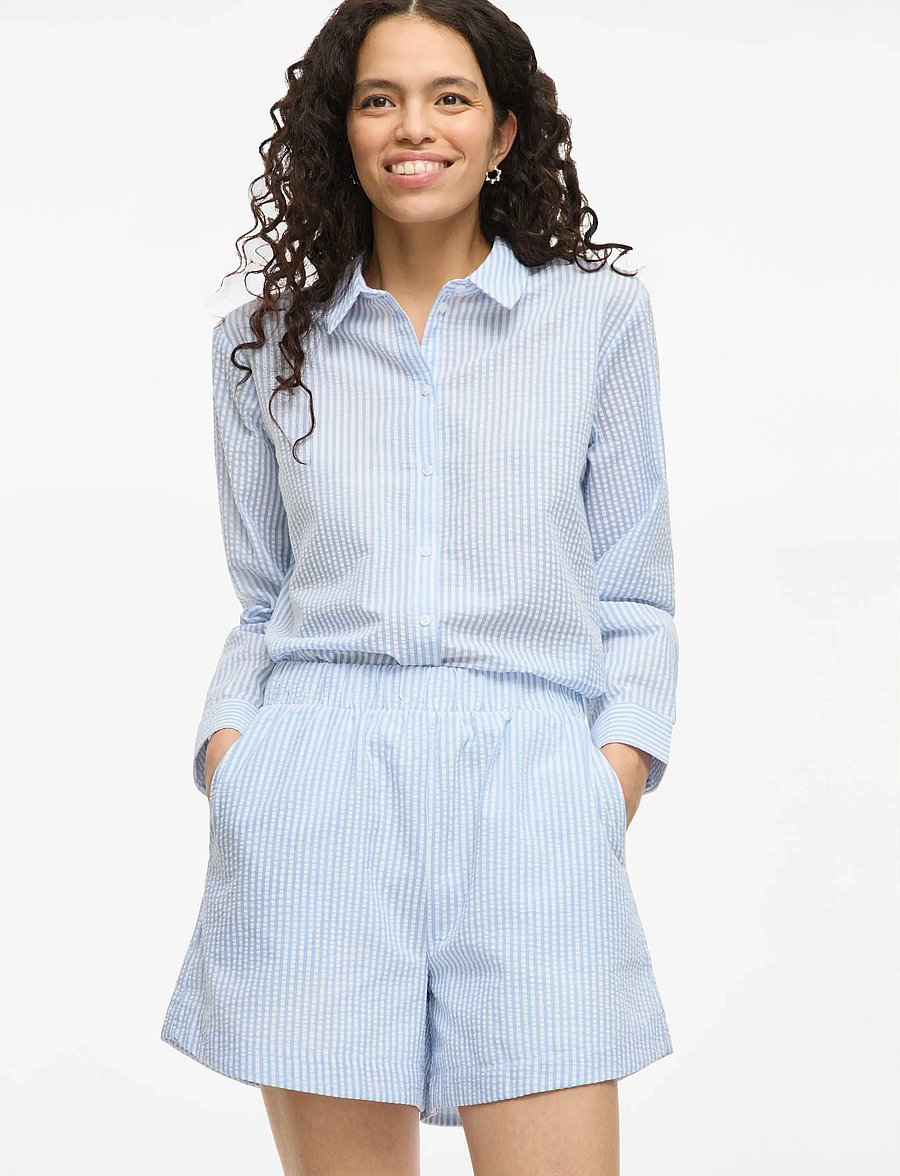 Vila - VICORALINA STRIPE LOOSE SHORTS/LN - casual shorts - snow white - 5