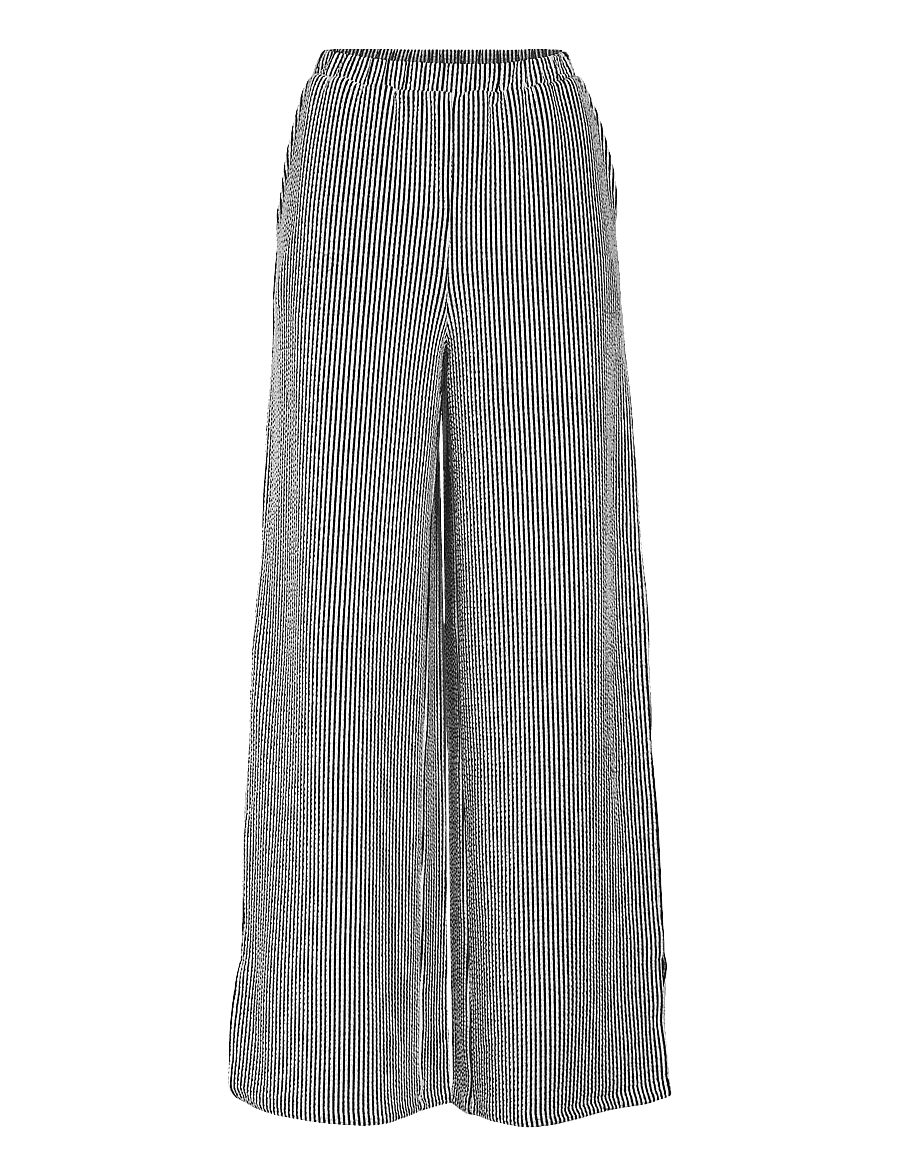 Vila - VISTRIPLO HW WIDE PANTS - hosen mit weitem bein - black beauty - 1