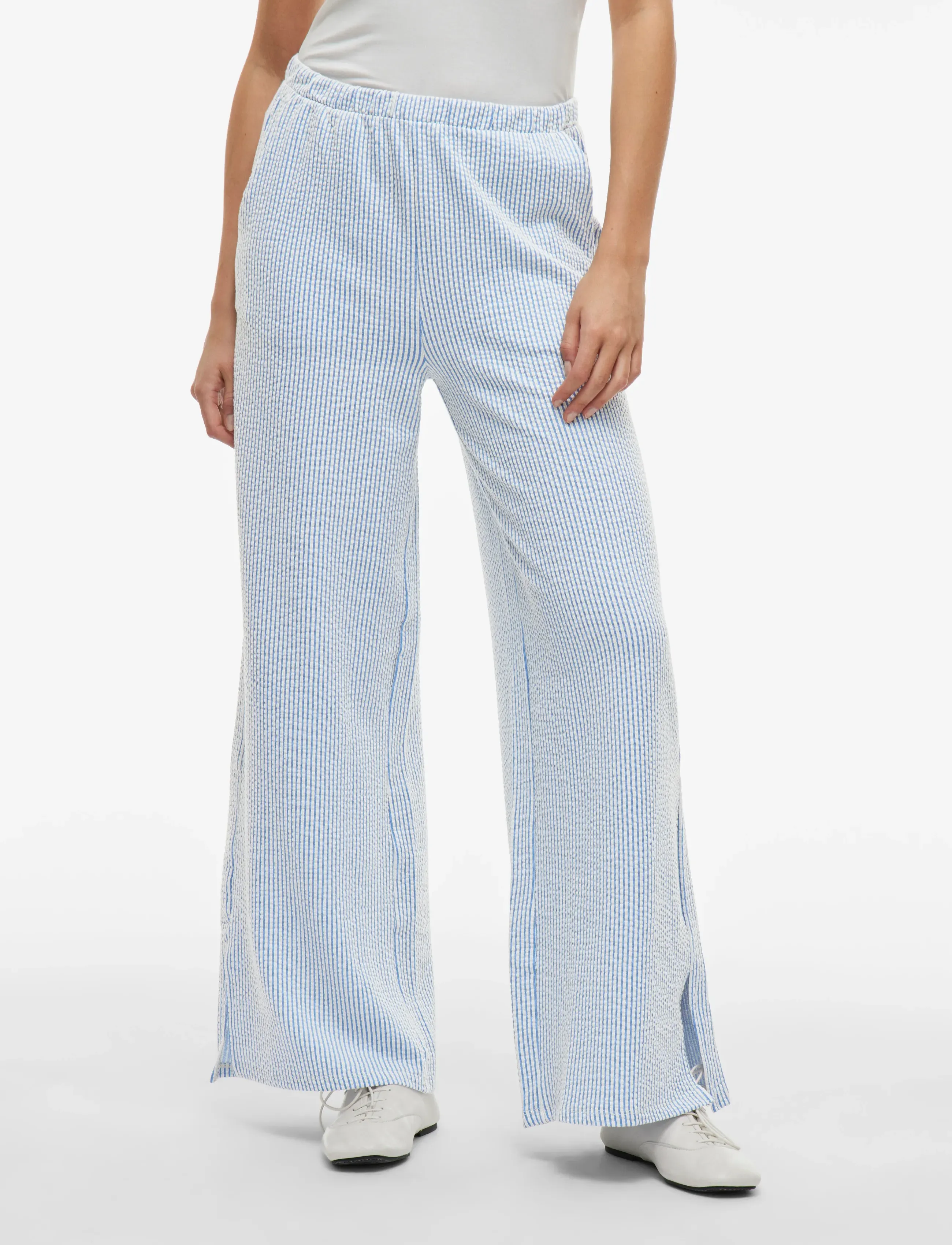 Vila Vistriplo Hw Wide Pants, XS, Blue, Bukser > Brede Ben, Dame