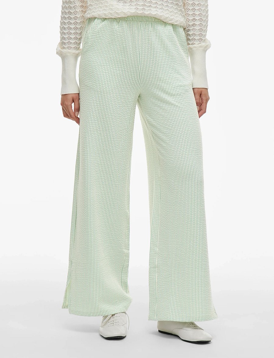 Vila - VISTRIPLO HW WIDE PANTS - leveälahkeiset housut - silt green - 0