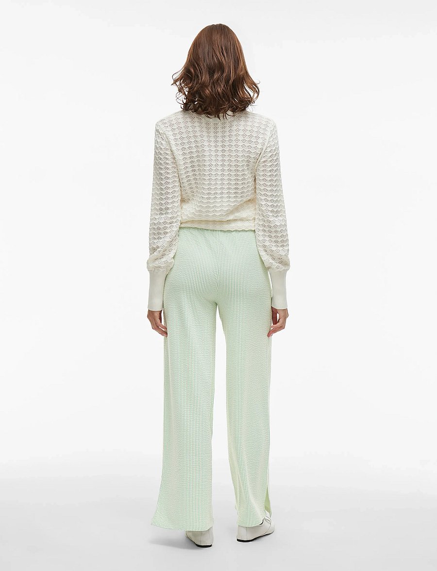 Vila - VISTRIPLO HW WIDE PANTS - leveälahkeiset housut - silt green - 3