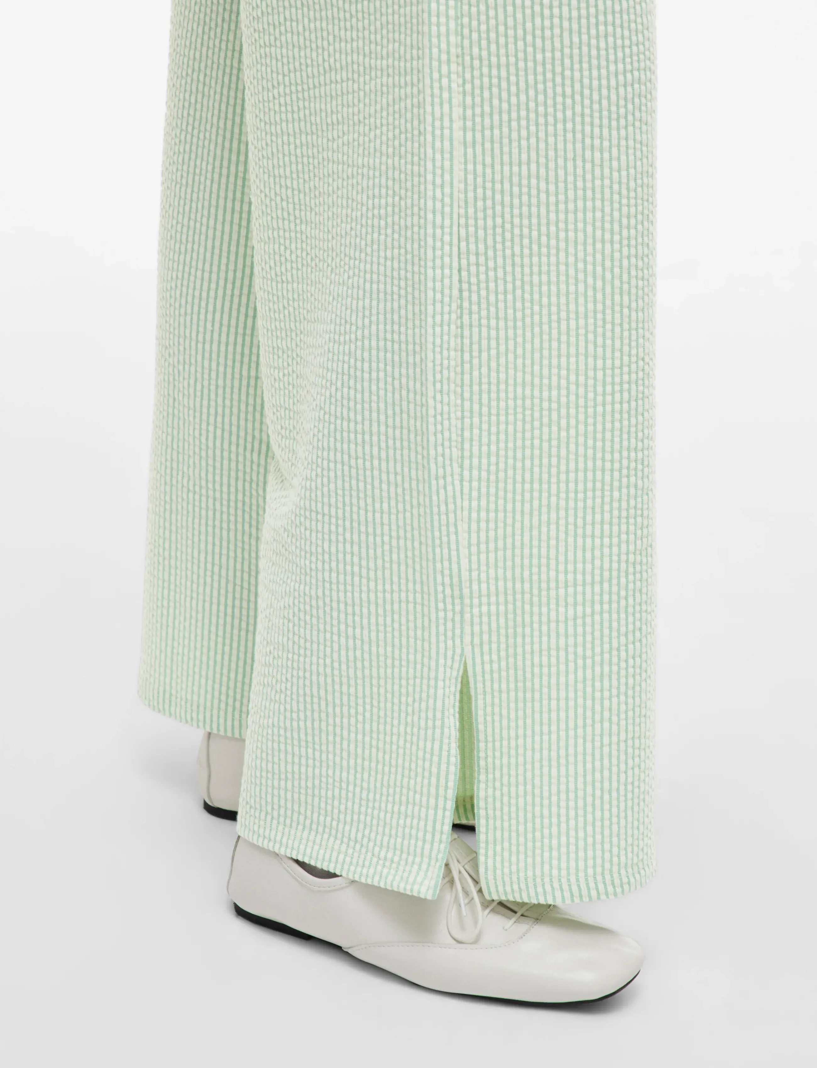 Vila - VISTRIPLO HW WIDE PANTS - laia säärega püksid - silt green - 5