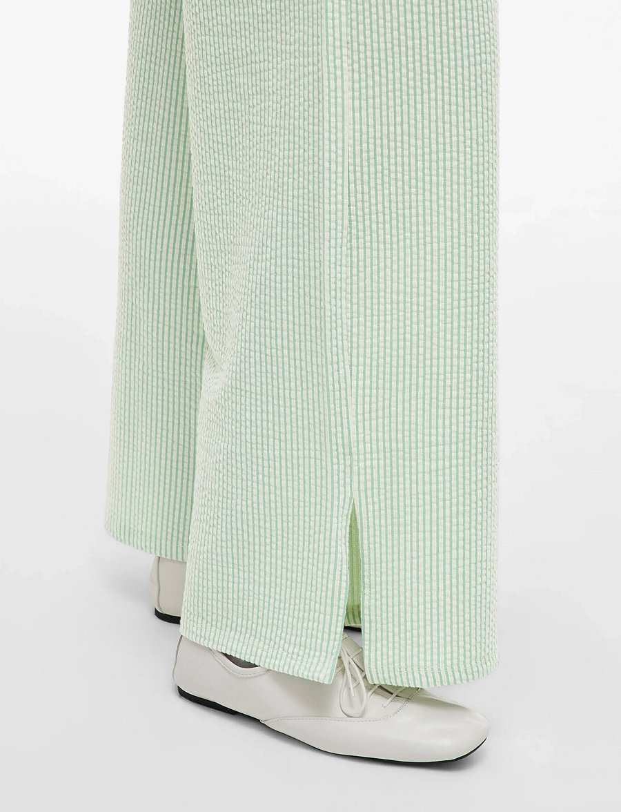 Vila - VISTRIPLO HW WIDE PANTS - leveälahkeiset housut - silt green - 5