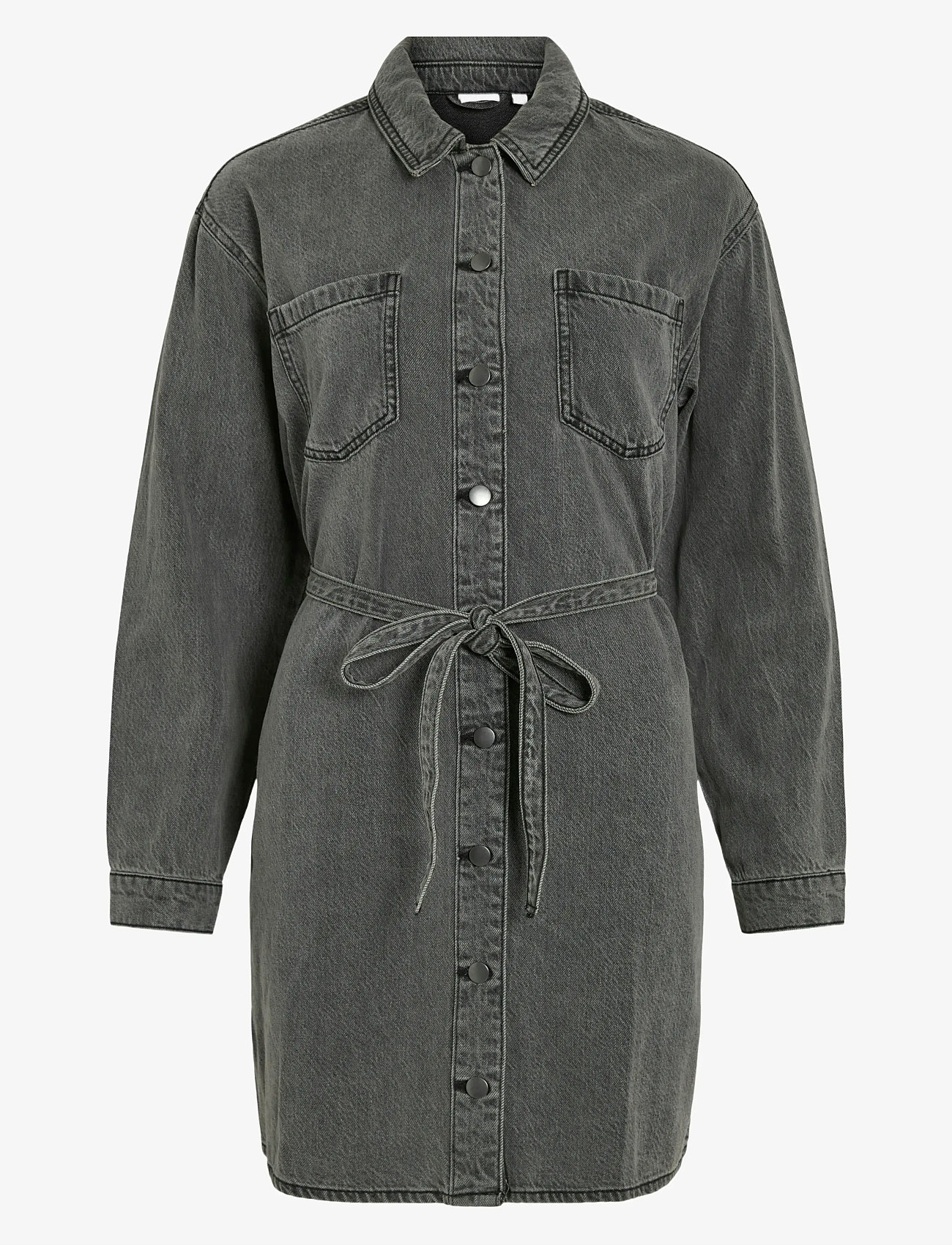 Vila - VIKIKI L/S DENIM SHIRT DRESS DGD - skjortklänningar - dark grey denim - 1
