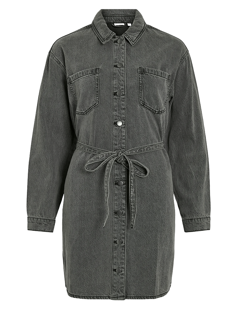 Vila - VIKIKI L/S DENIM SHIRT DRESS DGD - skjortklänningar - dark grey denim - 1