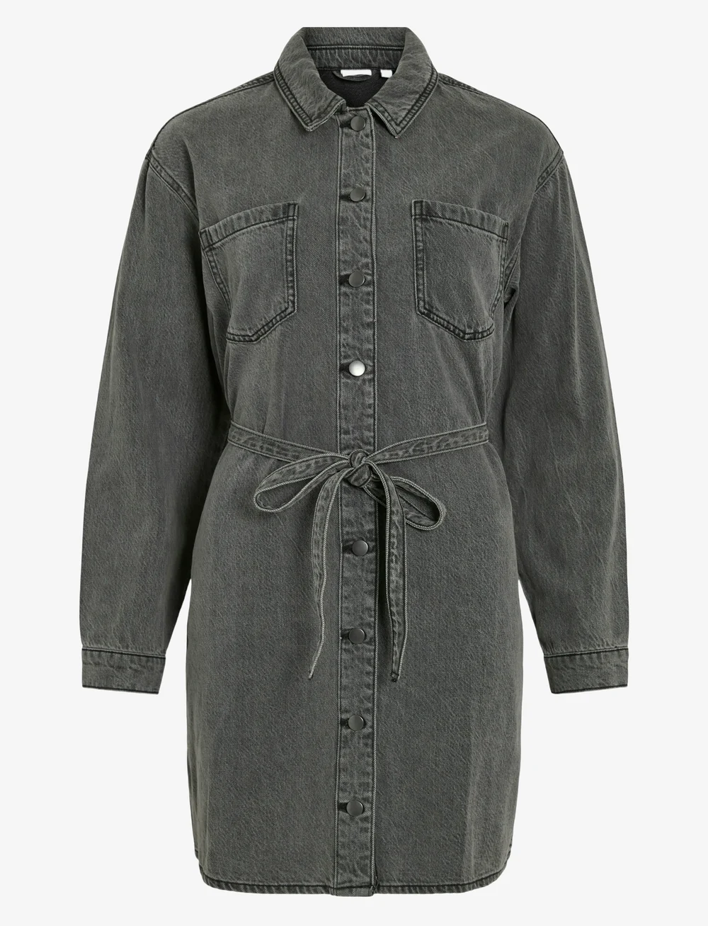 Vila - VIKIKI L/S DENIM SHIRT DRESS DGD - särkkleidid - dark grey denim - 1