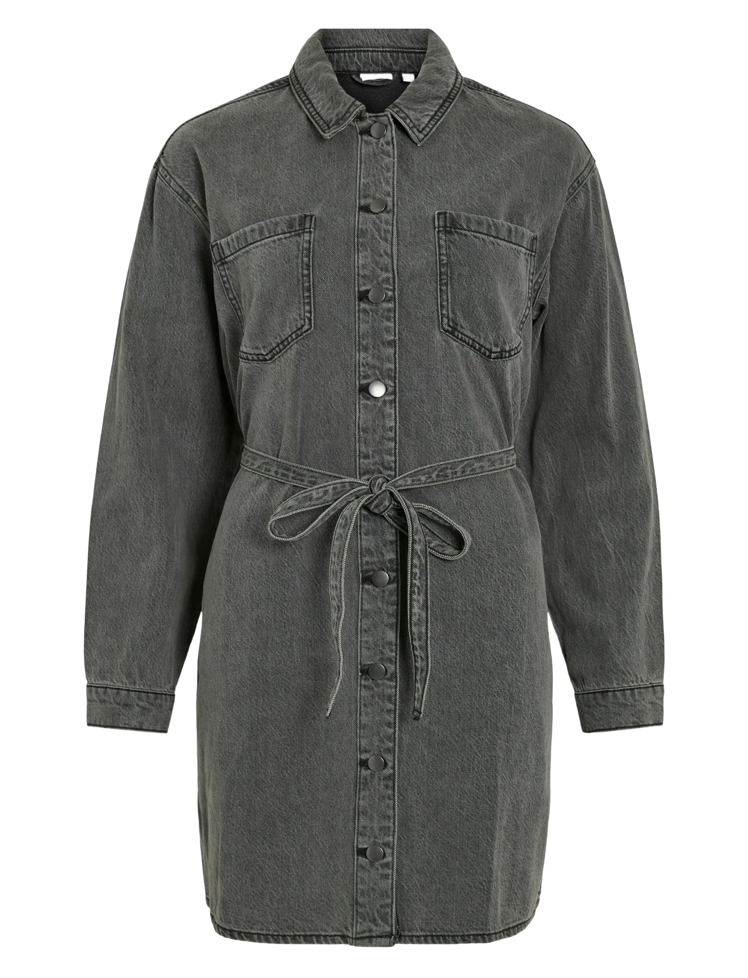 Vila - VIKIKI L/S DENIM SHIRT DRESS DGD - skyrtukjólar - dark grey denim - 1