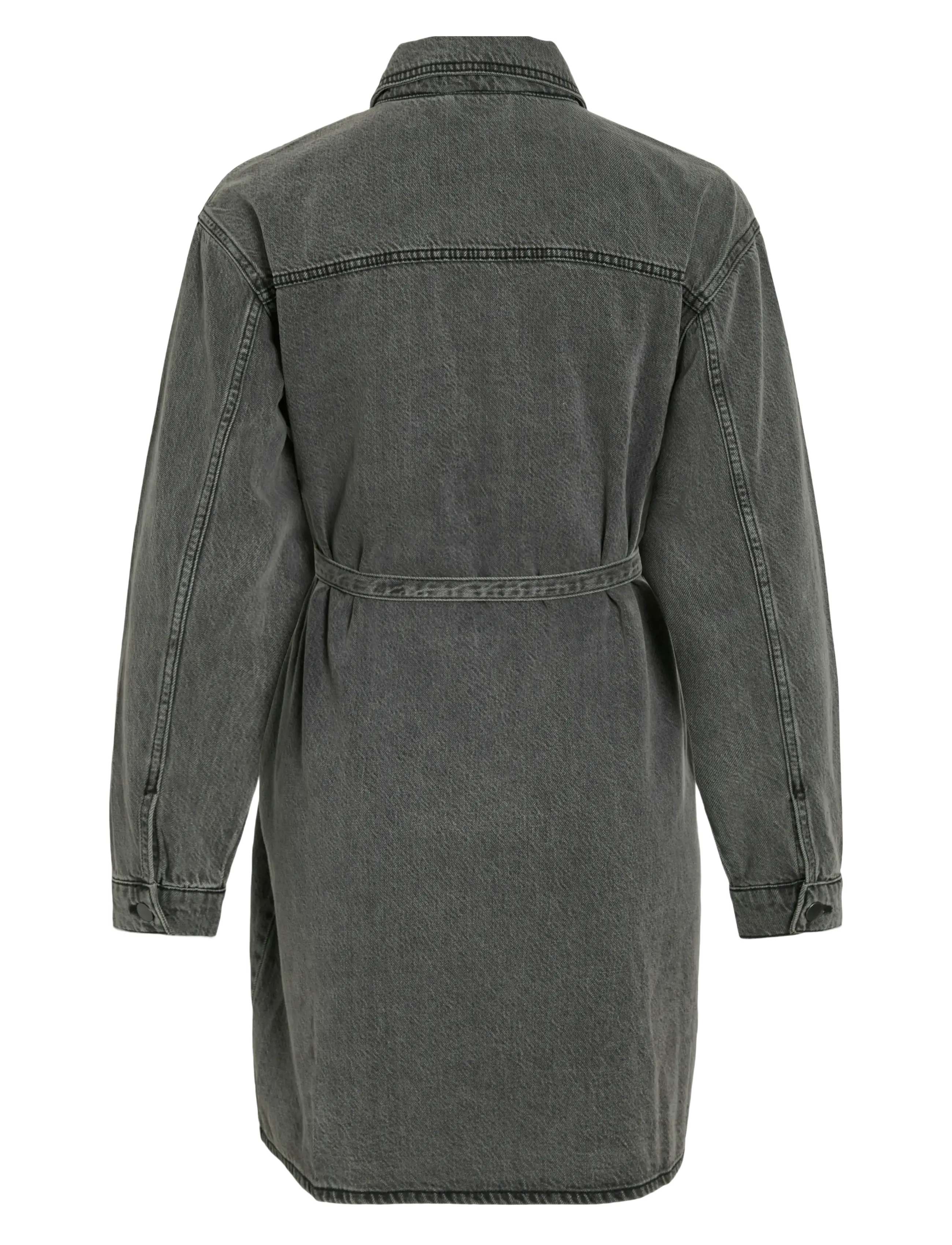 Vila - VIKIKI L/S DENIM SHIRT DRESS DGD - skyrtukjólar - dark grey denim - 2