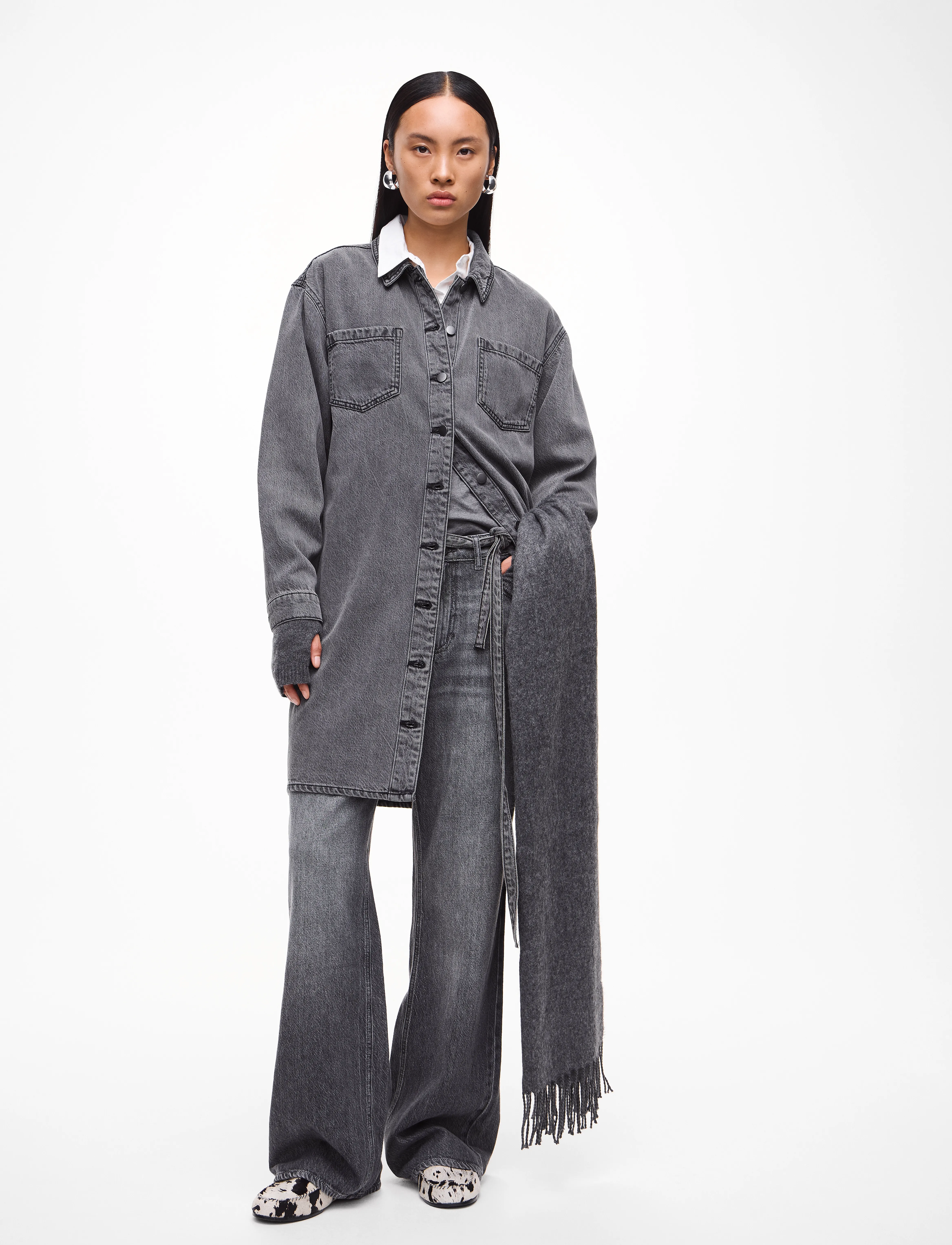 Vila - VIKIKI L/S DENIM SHIRT DRESS DGD - skyrtukjólar - dark grey denim - 4