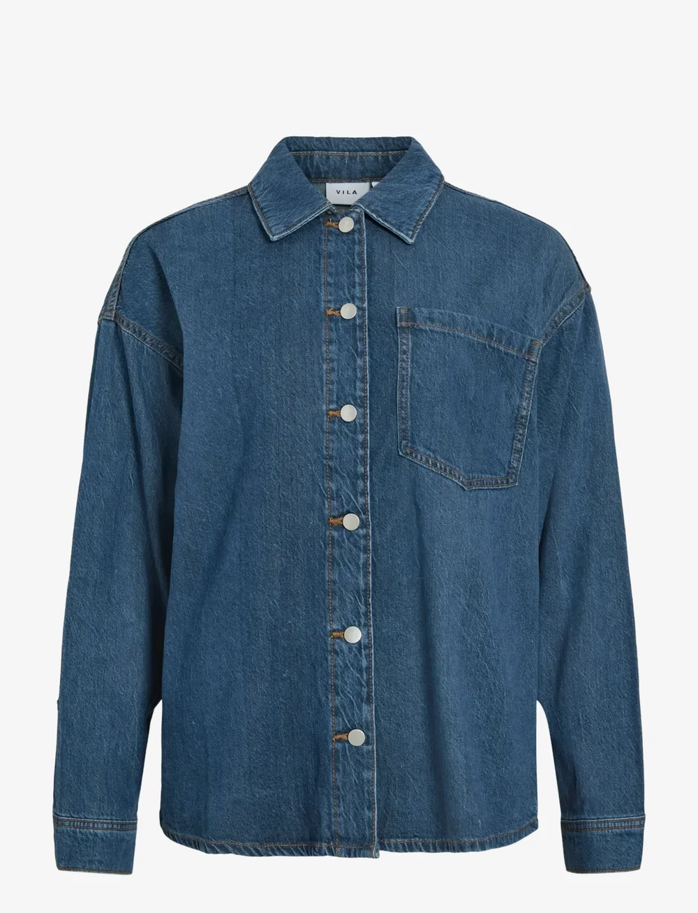 Vila - VIKIKI L/S DENIM SHIRT MBD - denimskjorter - medium blue denim - 0