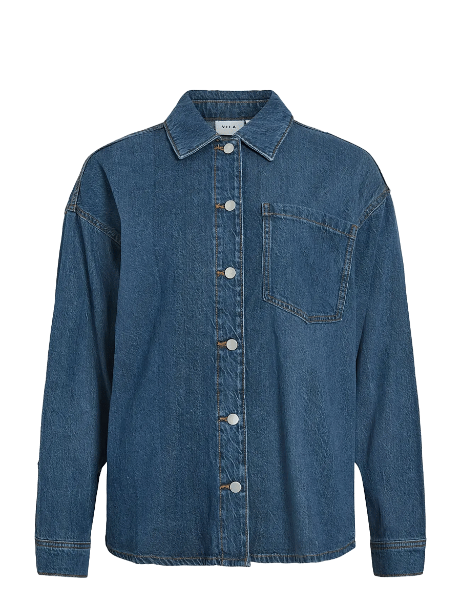 Vila - VIKIKI L/S DENIM SHIRT MBD - denim shirts - medium blue denim - 1