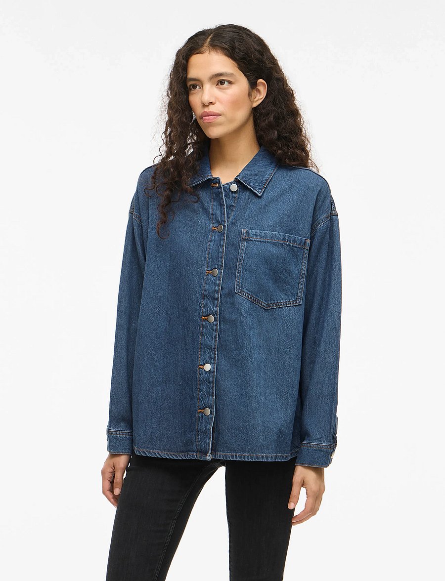 Vila - VIKIKI L/S DENIM SHIRT MBD - denim shirts - medium blue denim - 0