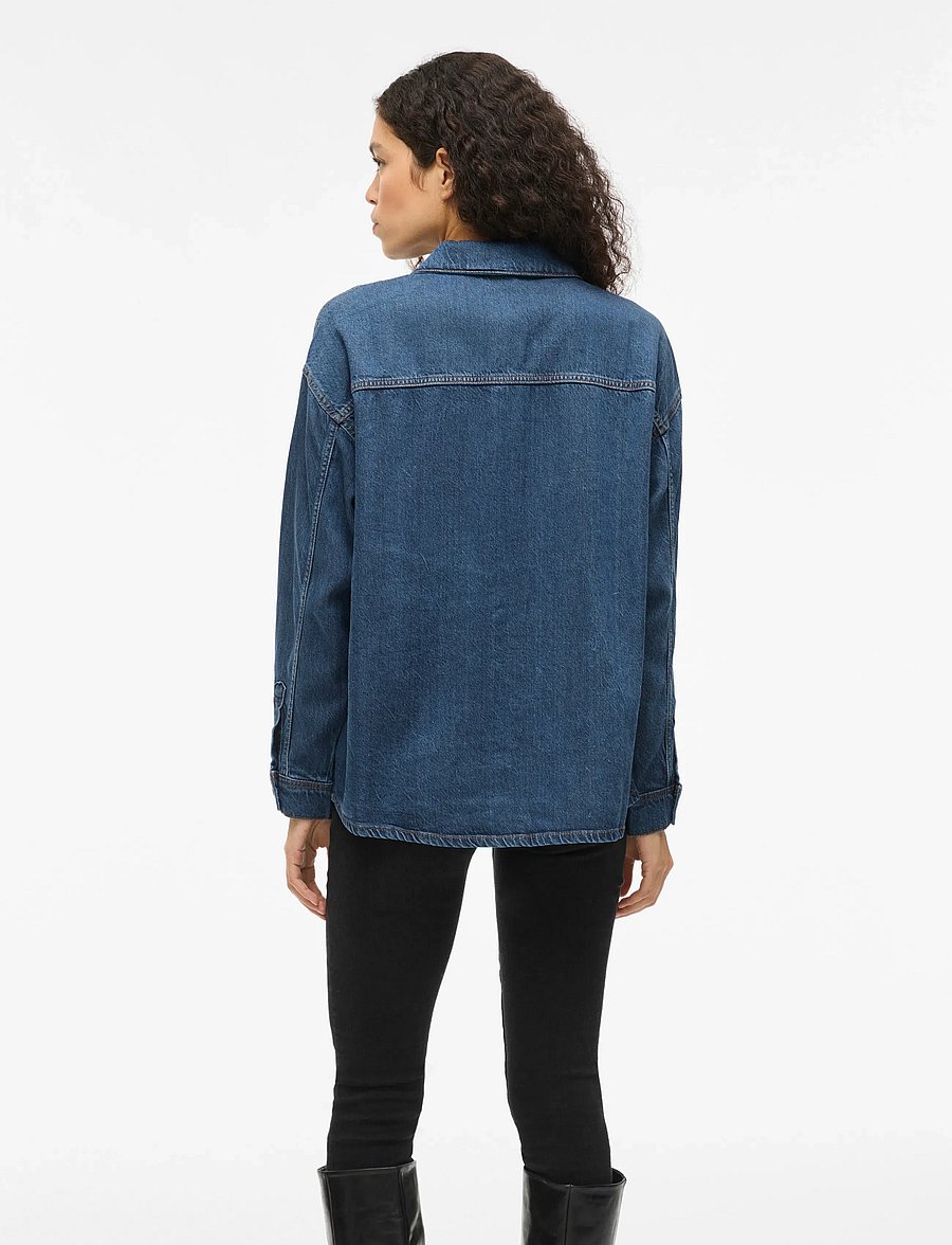 Vila - VIKIKI L/S DENIM SHIRT MBD - denim shirts - medium blue denim - 3