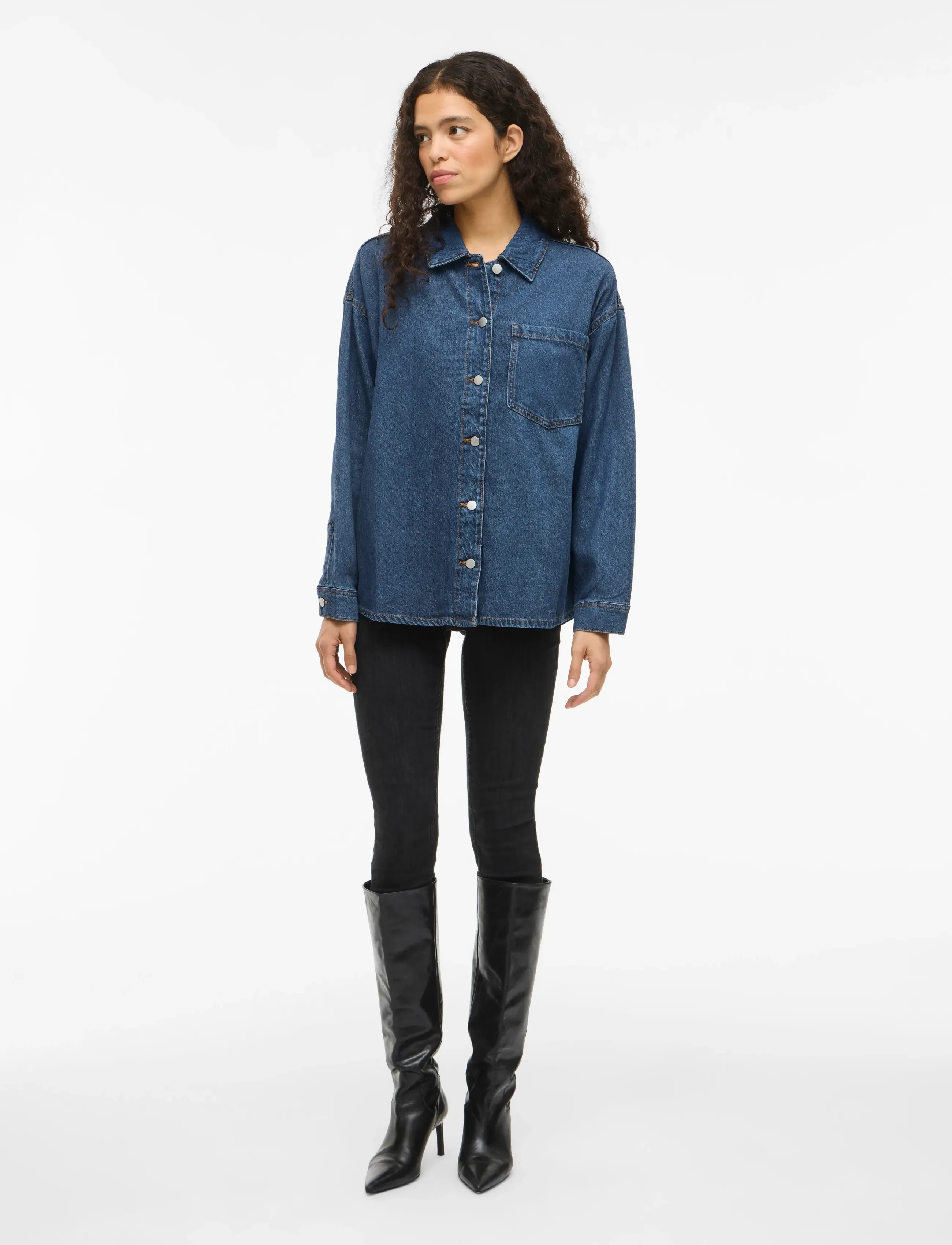 Vila - VIKIKI L/S DENIM SHIRT MBD - jeanshemden - medium blue denim - 4
