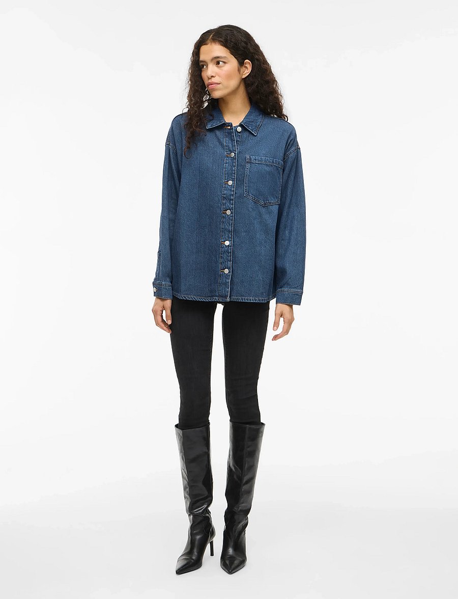 Vila - VIKIKI L/S DENIM SHIRT MBD - denim shirts - medium blue denim - 4