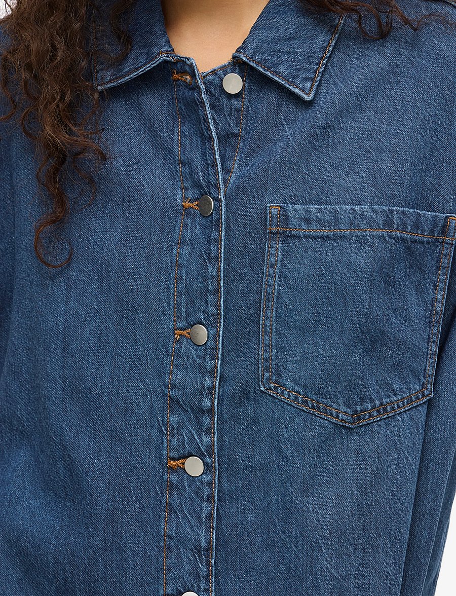 Vila - VIKIKI L/S DENIM SHIRT MBD - denim shirts - medium blue denim - 5
