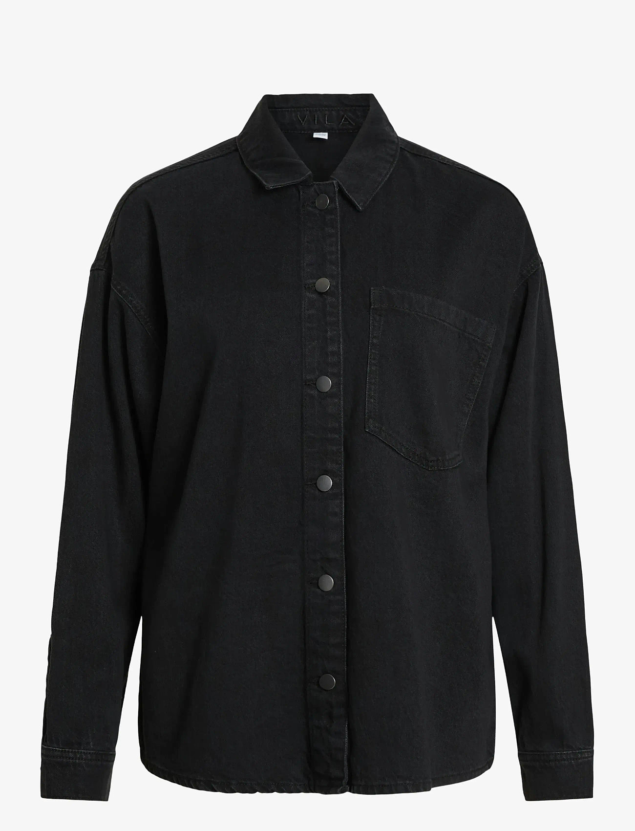 Vila - VIKIKI L/S DENIM SHIRT BLK - teksasärgid - black denim - 0