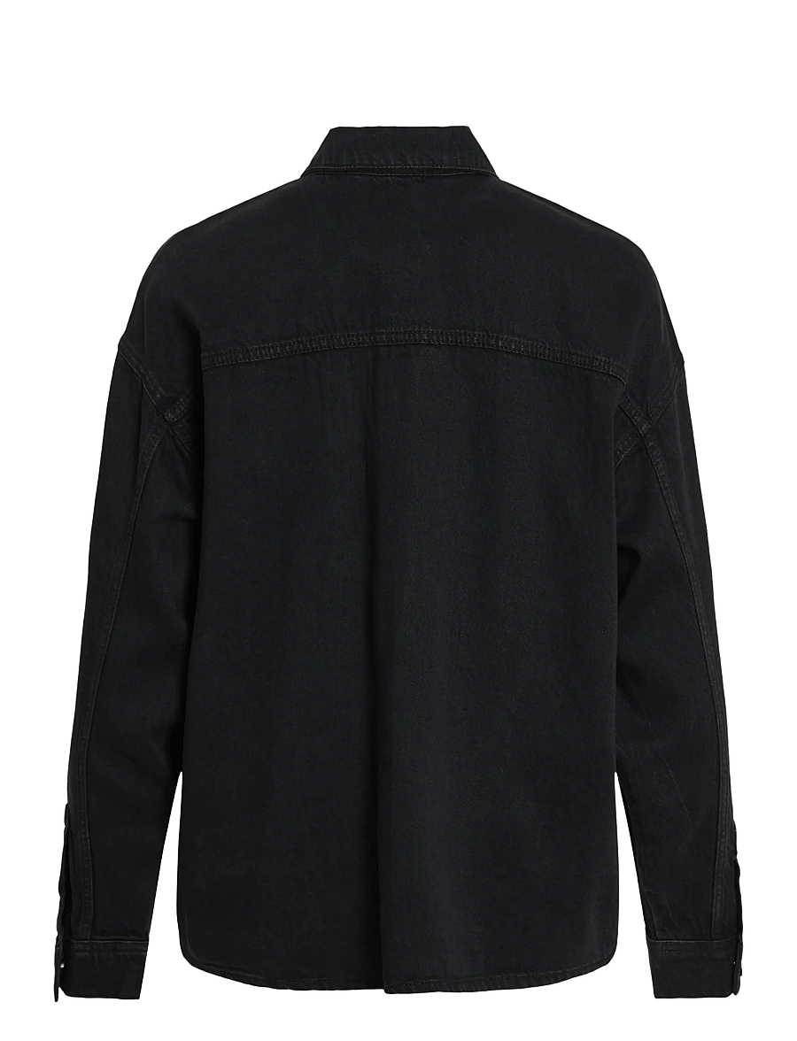 Vila - VIKIKI L/S DENIM SHIRT BLK - jeansskjortor - black denim - 1