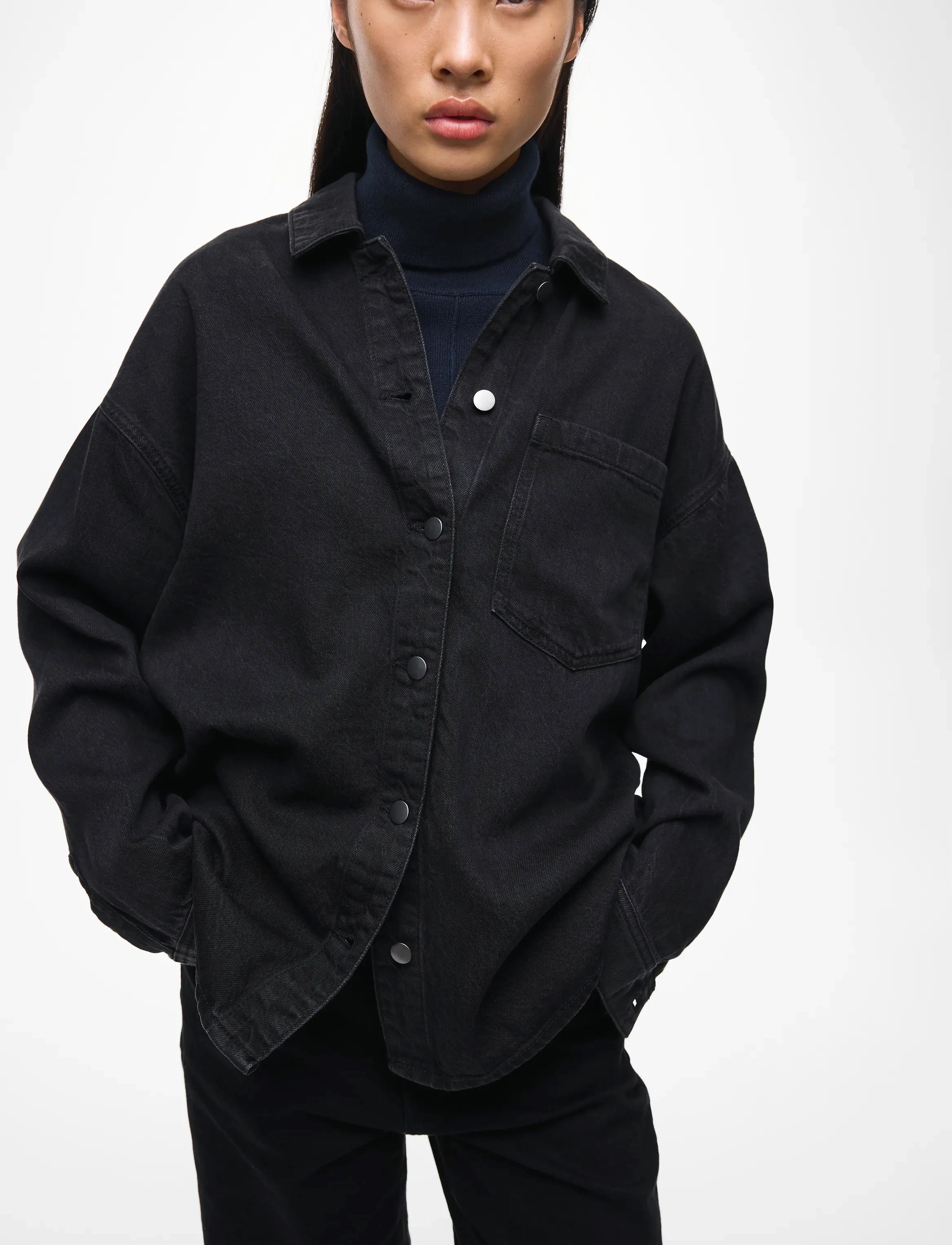 Vila - VIKIKI L/S DENIM SHIRT BLK - farkkupaidat - black denim - 2