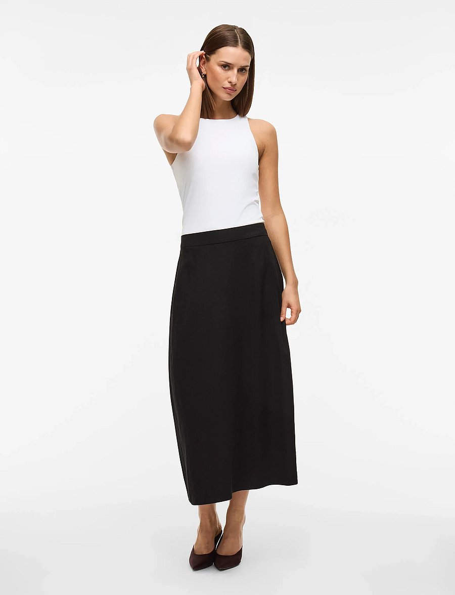 Vila - VIJOLANDA ANKLE SKIRT - midi-röcke - black - 4
