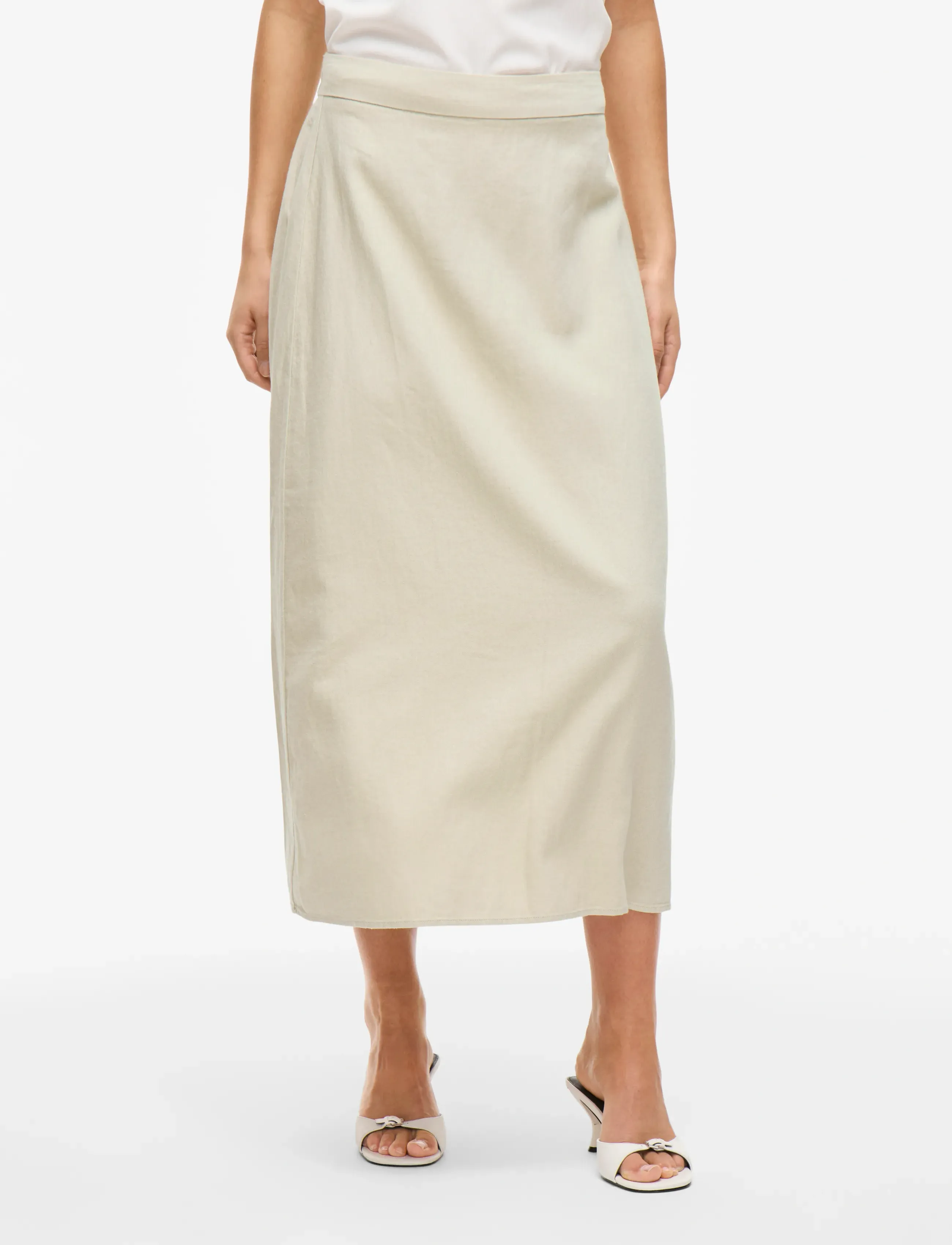 Vila VIJOLANDA ANKLE SKIRT - Midi nederdele - FEATHER GRAY / cream