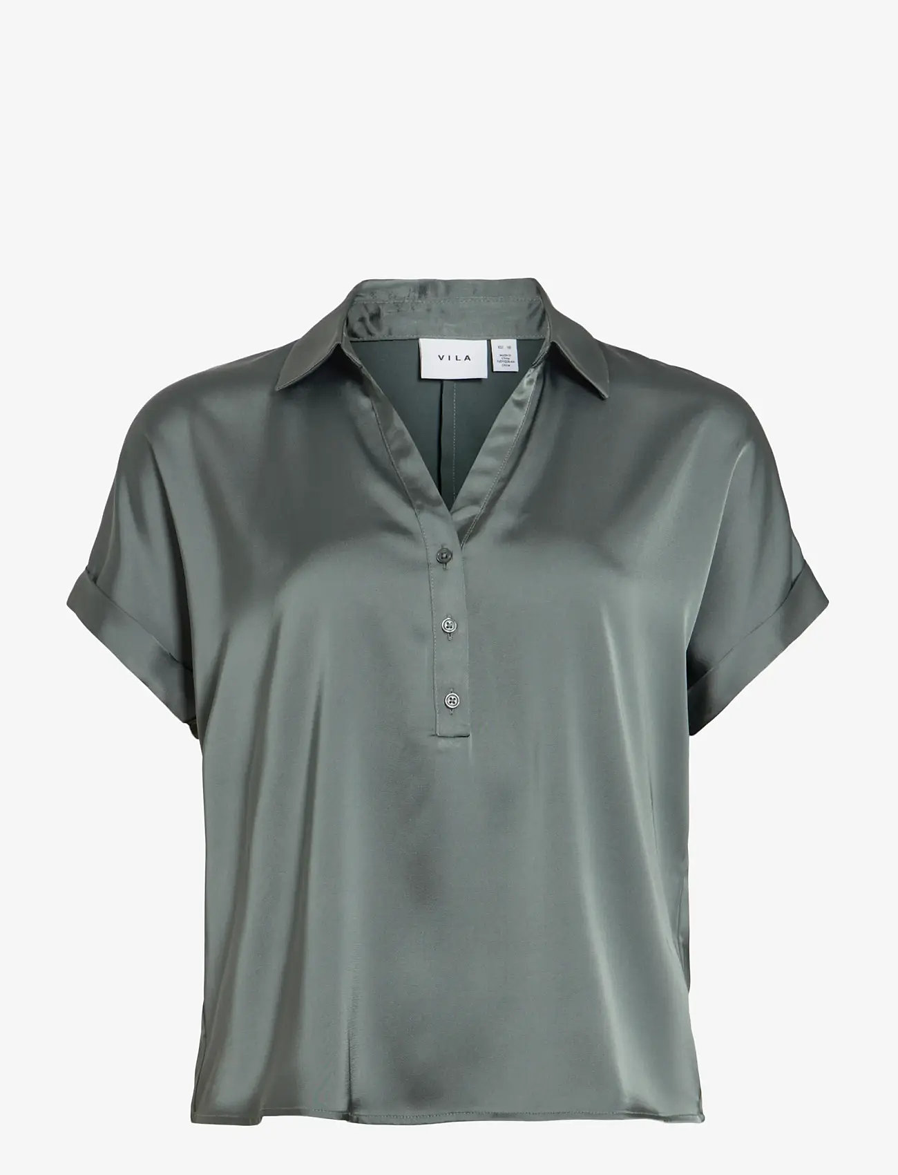Vila - VIENNA RAVENNA S/S TOP - NOOS - kortærmede skjorter - balsam green - 1