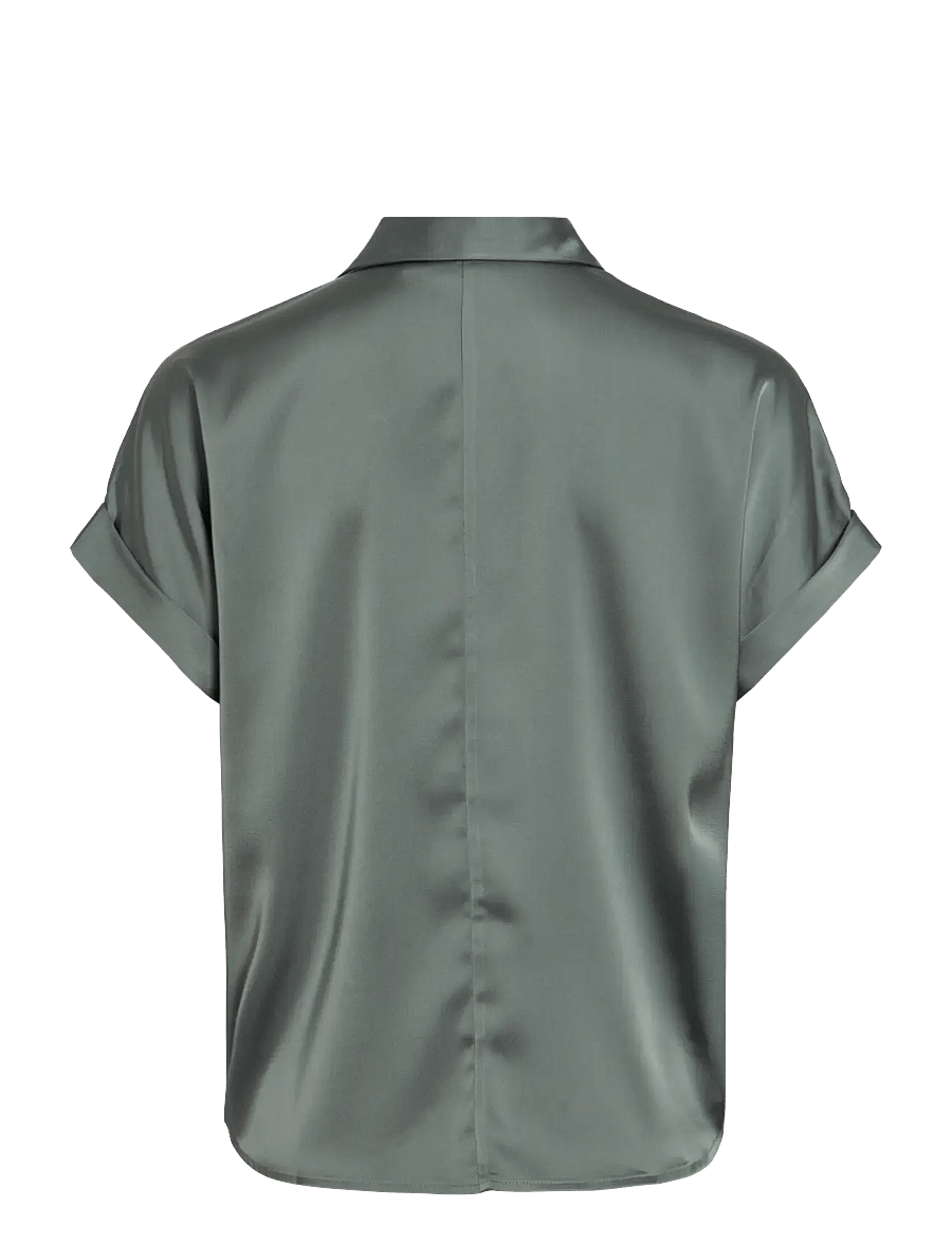 Vila - VIENNA RAVENNA S/S TOP - NOOS - kurzärmlige hemden - balsam green - 2