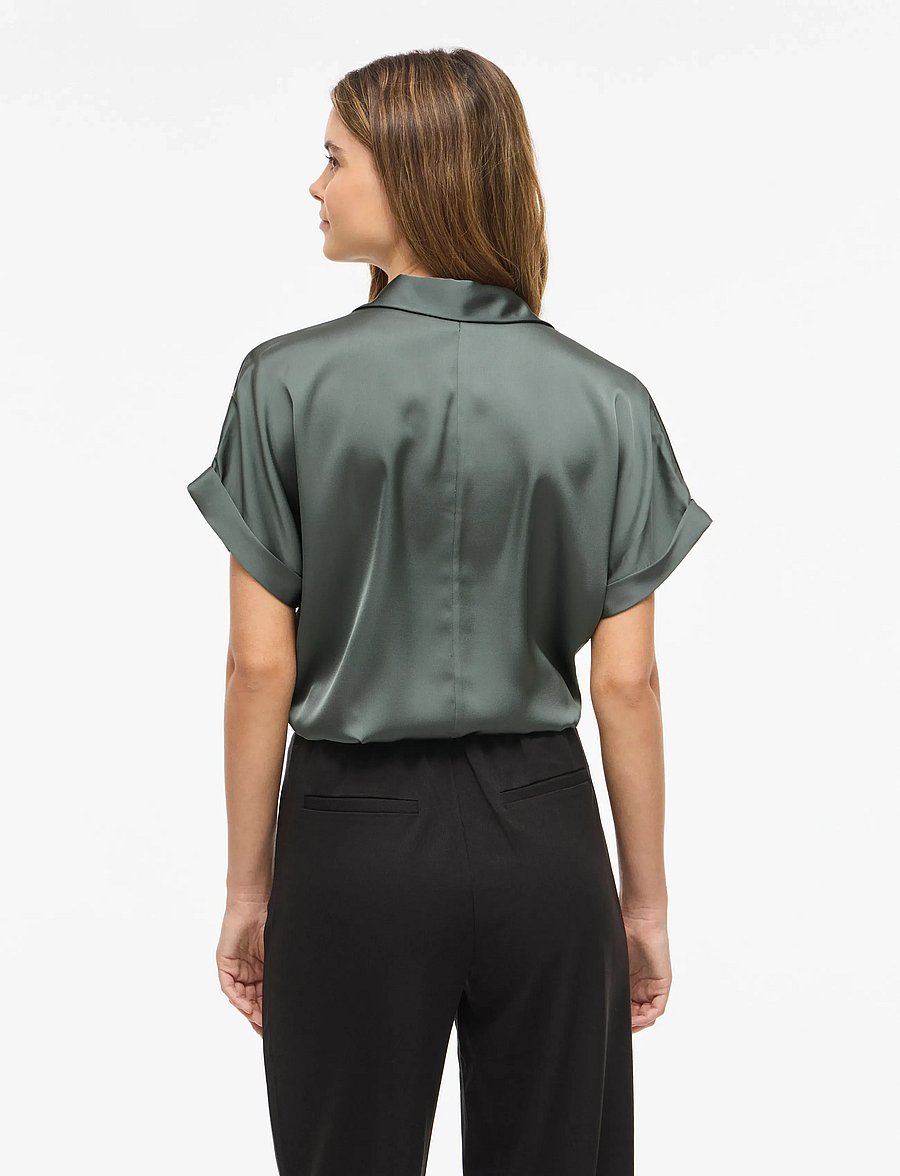 Vila - VIENNA RAVENNA S/S TOP - NOOS - kurzärmlige hemden - balsam green - 3