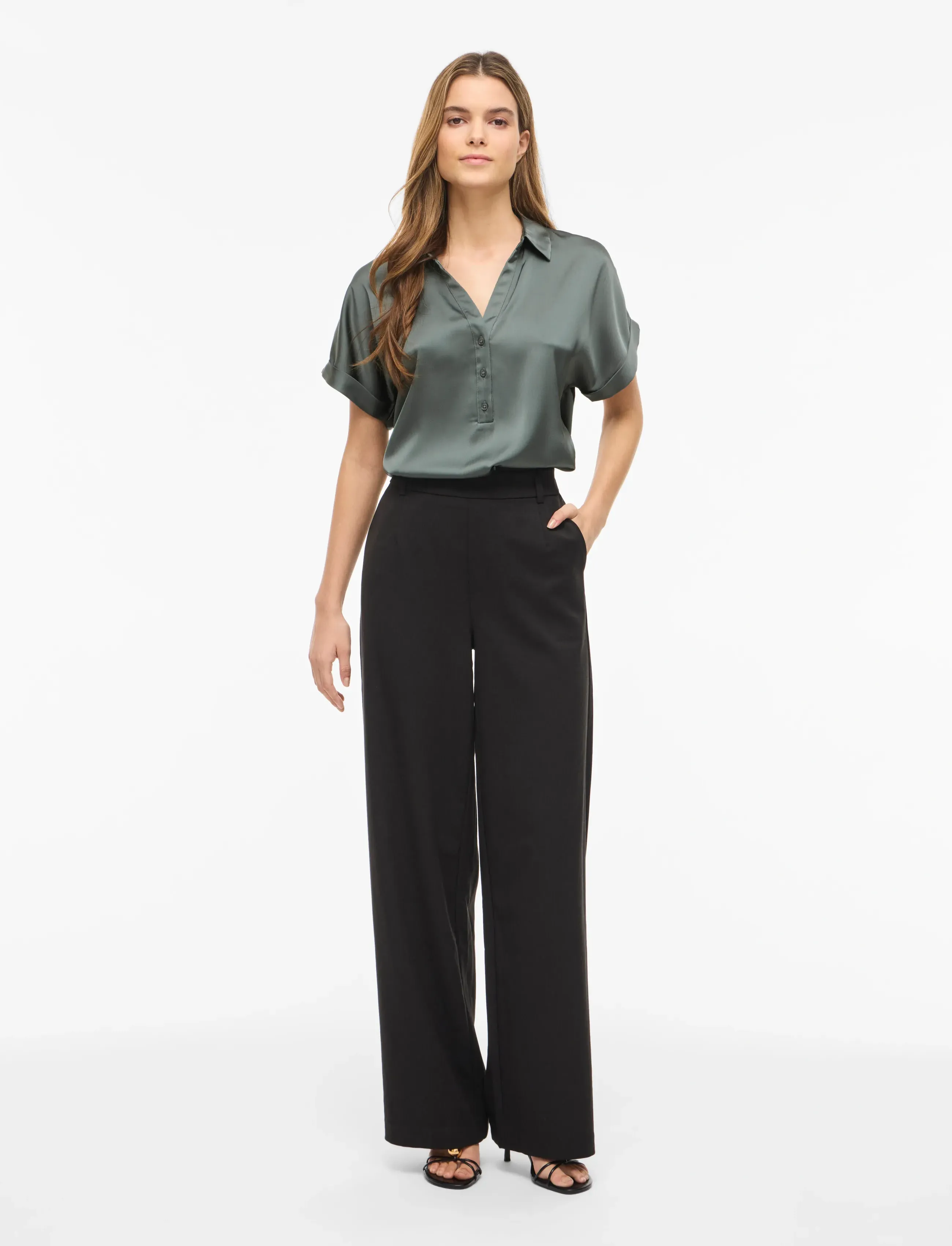 Vila - VIENNA RAVENNA S/S TOP - NOOS - lühikeste varrukatega särgid - balsam green - 4