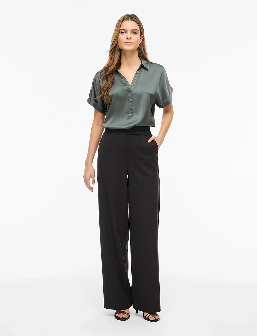 Vila - VIENNA RAVENNA S/S TOP - NOOS - kurzärmlige hemden - balsam green - 4
