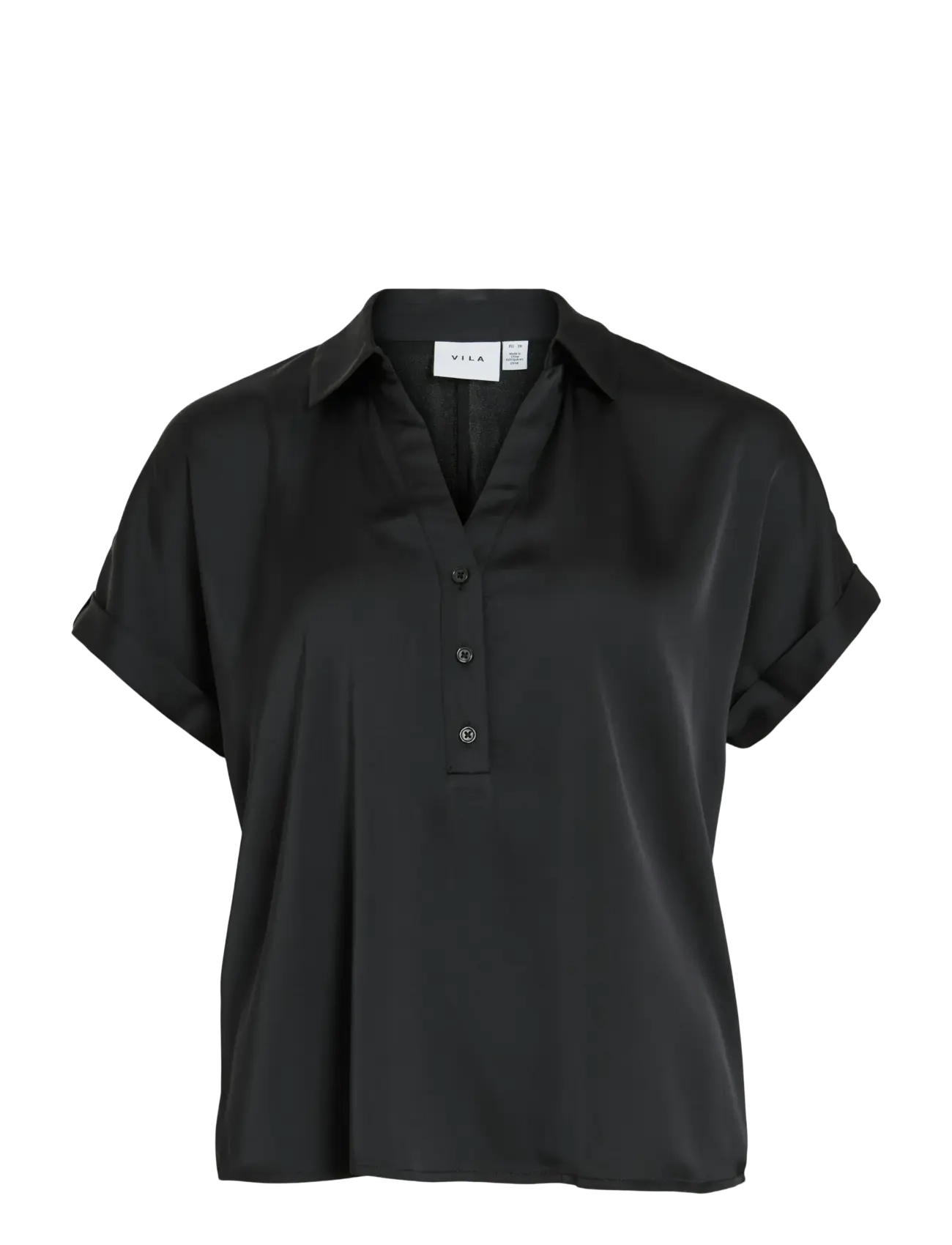 VILA Vienna Ravenna S/S Oberteil - Noos Schwarz - 36 - Damen