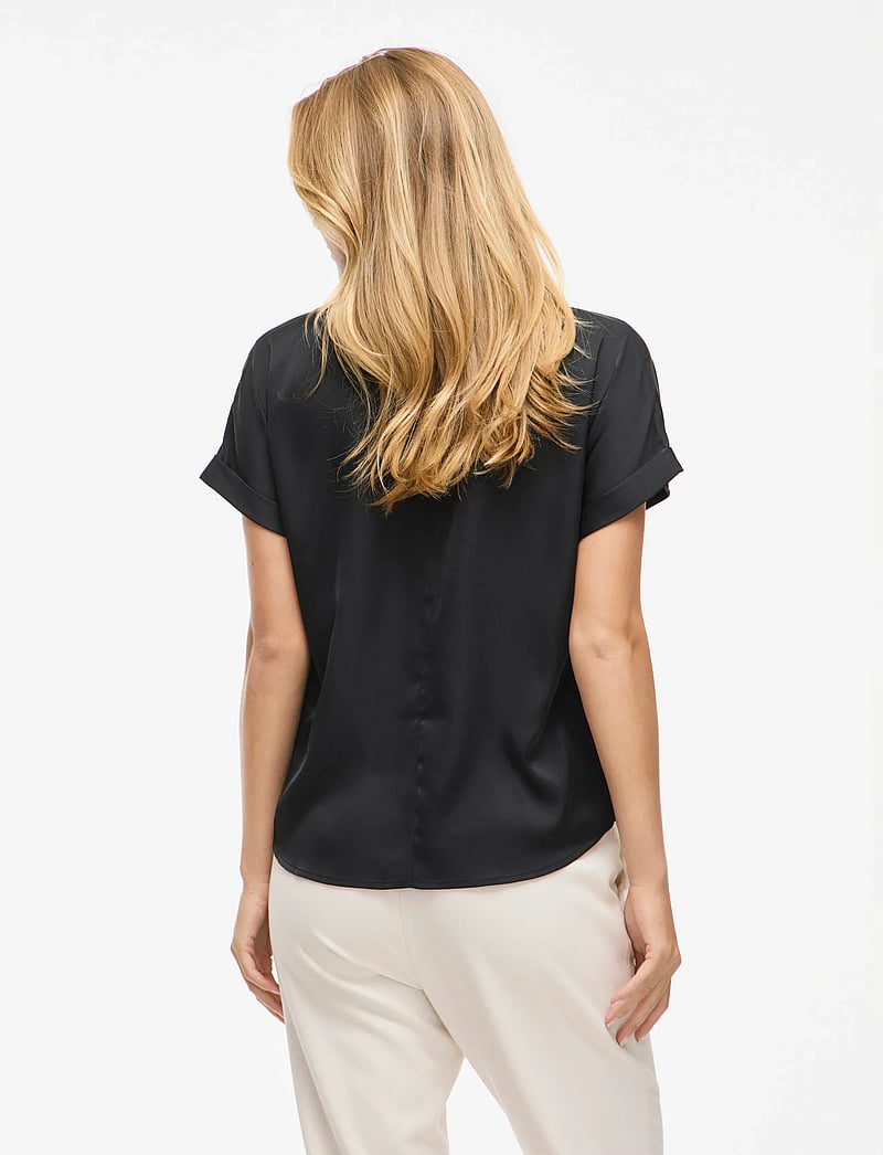Vila - VIENNA RAVENNA S/S TOP - NOOS - kurzärmlige hemden - black beauty - 3