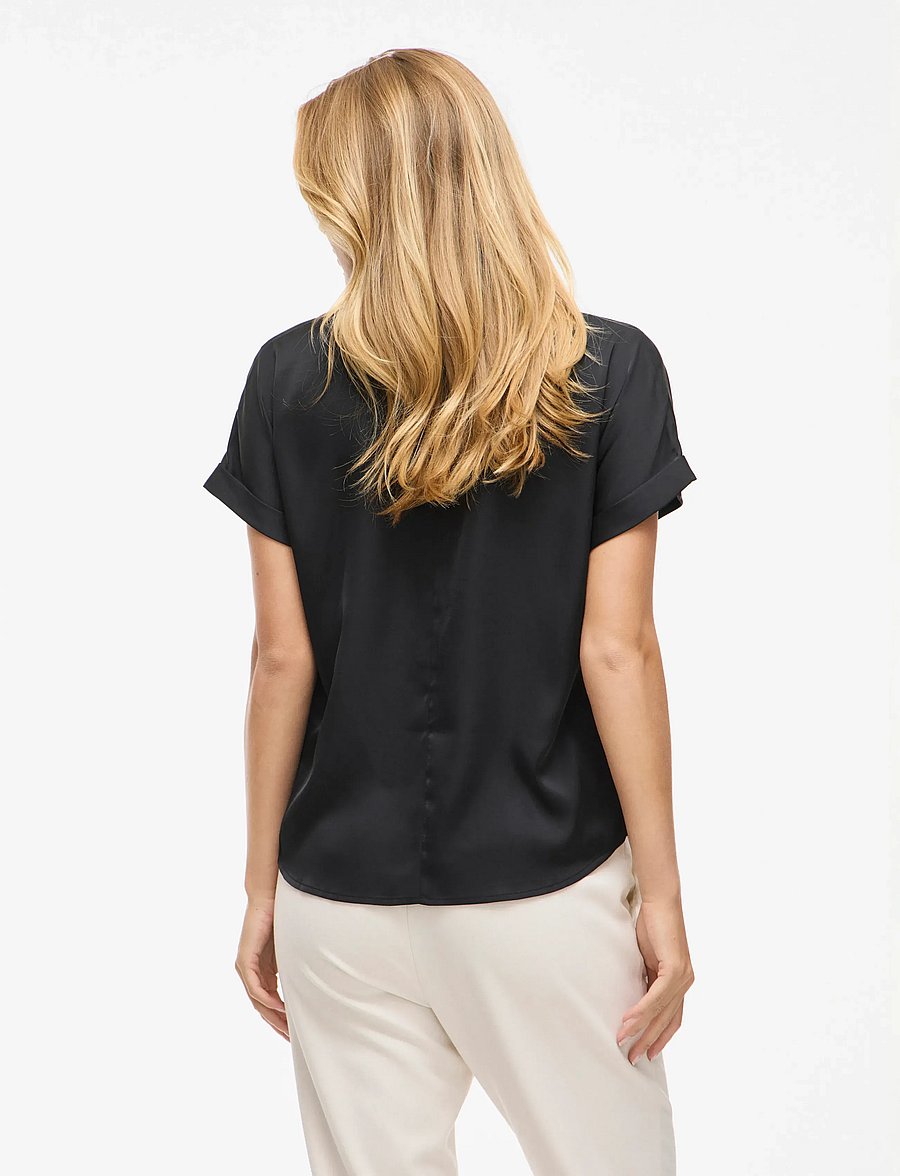 Vila - VIENNA RAVENNA S/S TOP - NOOS - kurzärmlige hemden - black beauty - 3