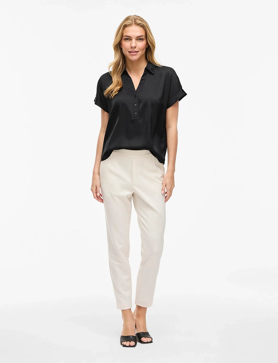 Vila - VIENNA RAVENNA S/S TOP - NOOS - kurzärmlige hemden - black beauty - 4