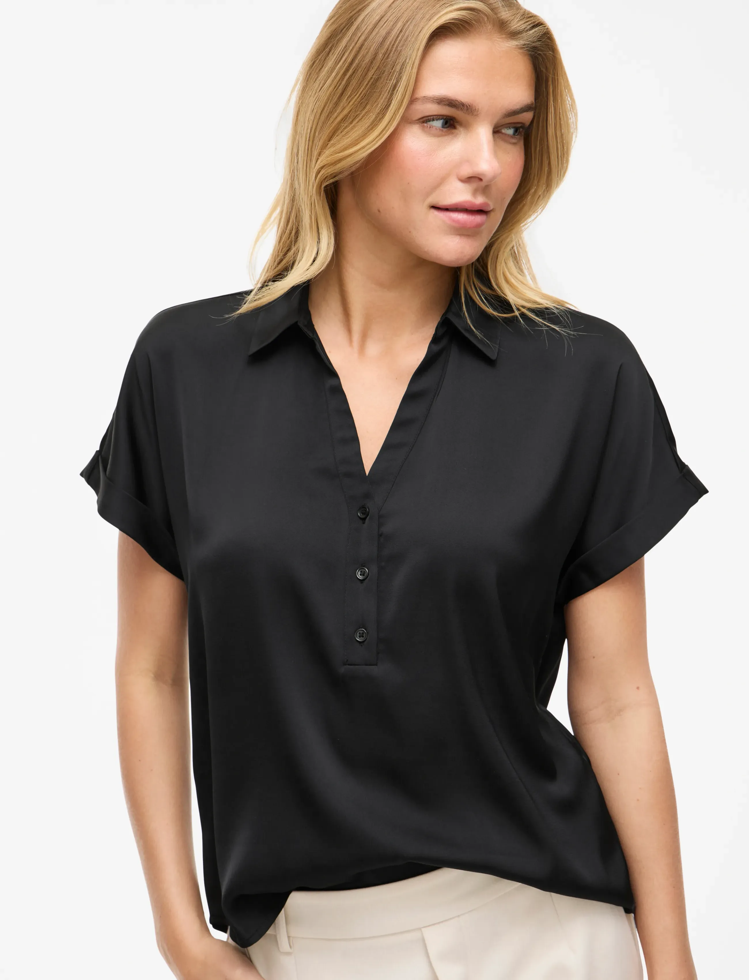 Vila - VIENNA RAVENNA S/S TOP - NOOS - chemises à manches courtes - black beauty - 5