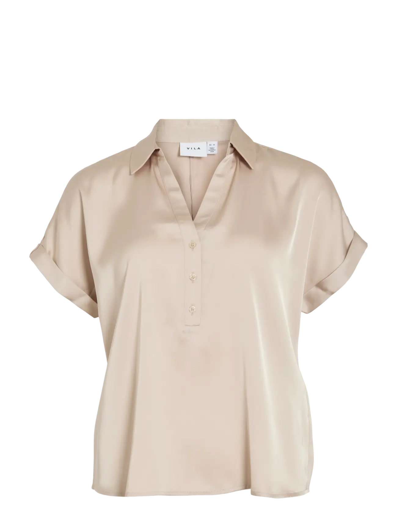 VILA Vienna Ravenna S/S Oberteil - Noos Beige - 42 - Damen