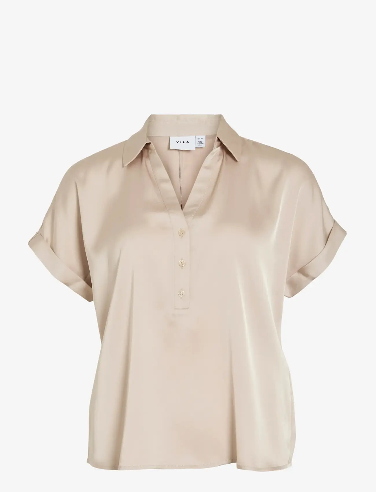 Vila - VIENNA RAVENNA S/S TOP - NOOS - kortærmede skjorter - cement - 1