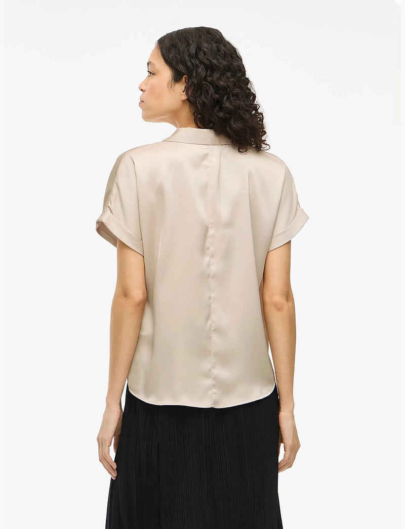 Vila - VIENNA RAVENNA S/S TOP - NOOS - kurzärmlige hemden - cement - 3
