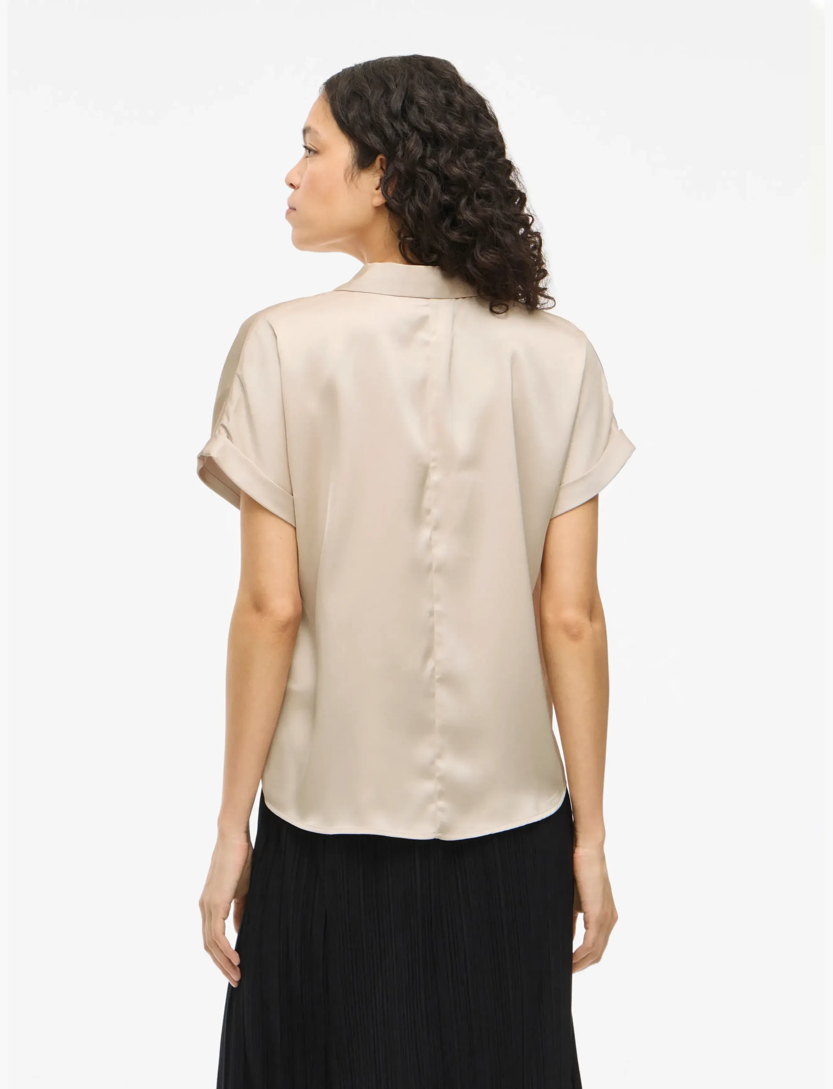 Vila - VIENNA RAVENNA S/S TOP - NOOS - kurzärmlige hemden - cement - 3