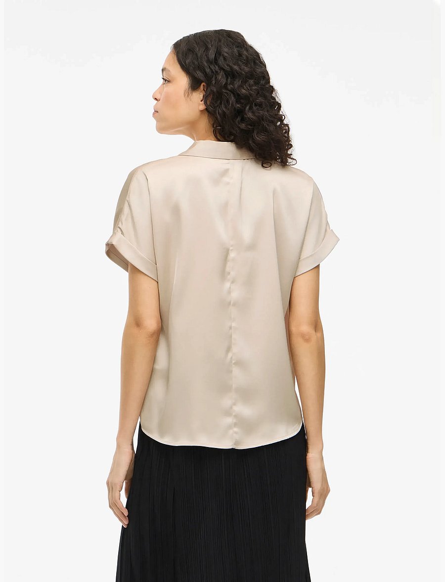 Vila - VIENNA RAVENNA S/S TOP - NOOS - kurzärmlige hemden - cement - 3