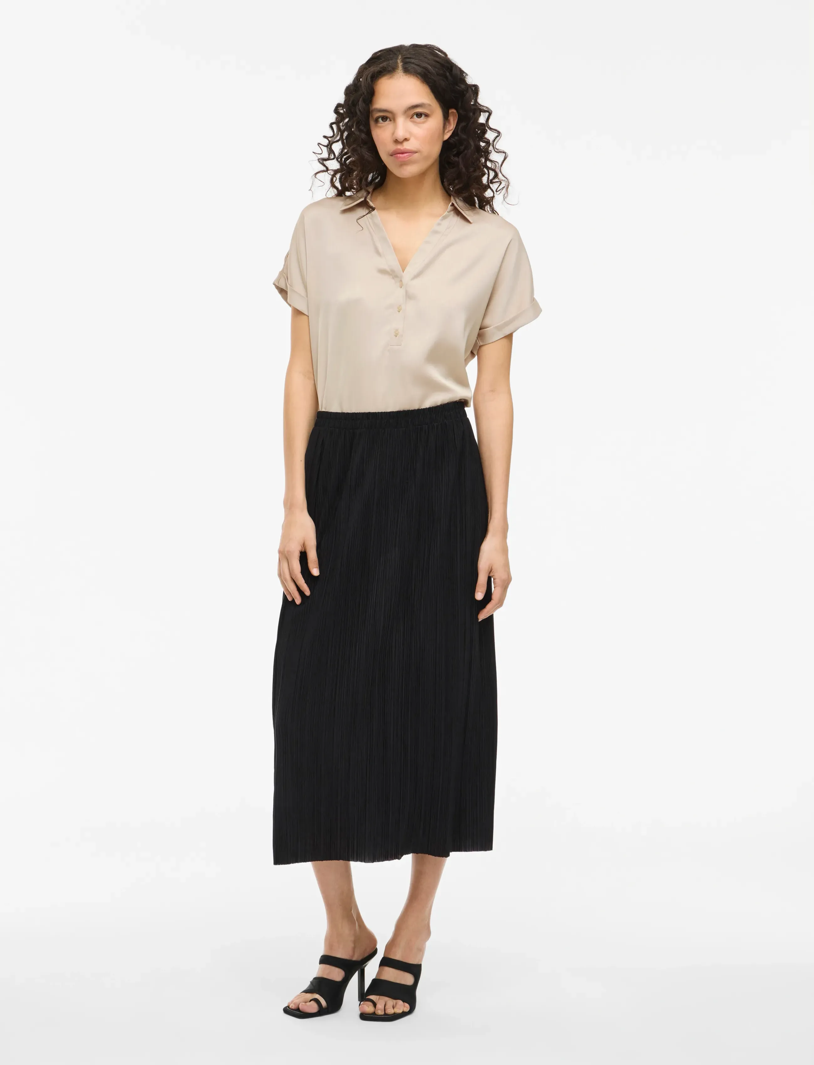 Vila - VIENNA RAVENNA S/S TOP - NOOS - kurzärmlige hemden - cement - 4