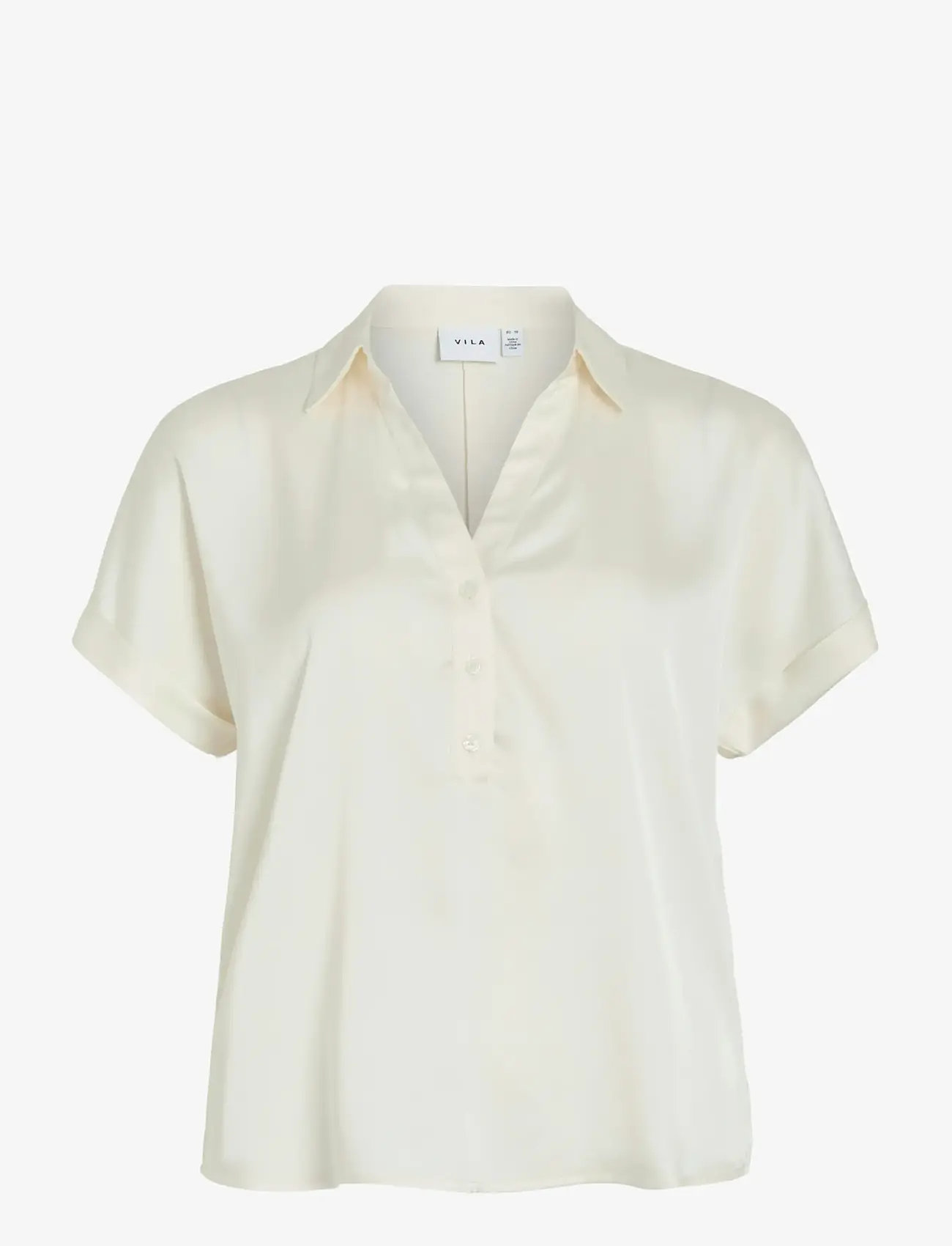 Vila - VIENNA RAVENNA S/S TOP - NOOS - kortærmede skjorter - cloud dancer - 1