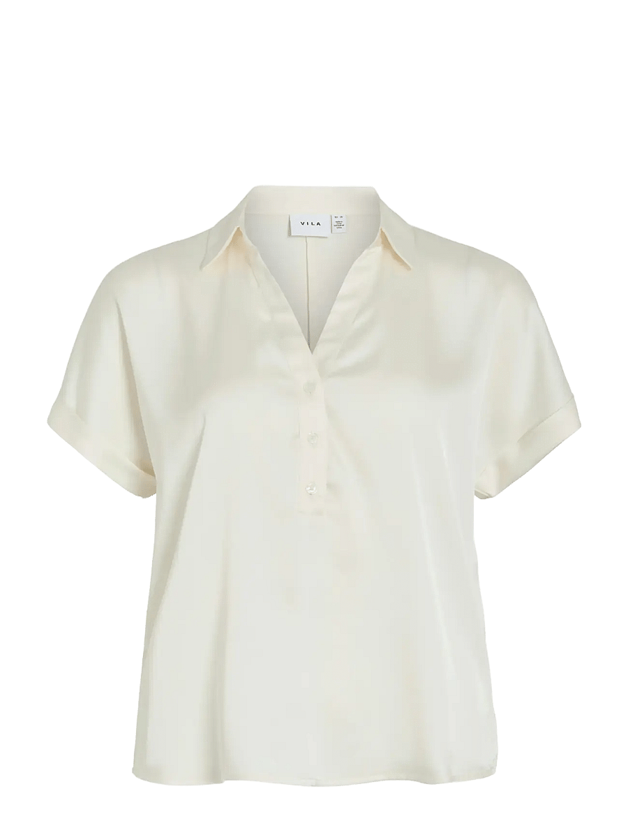 Vila - VIENNA RAVENNA S/S TOP - NOOS - kurzärmlige hemden - cloud dancer - 1