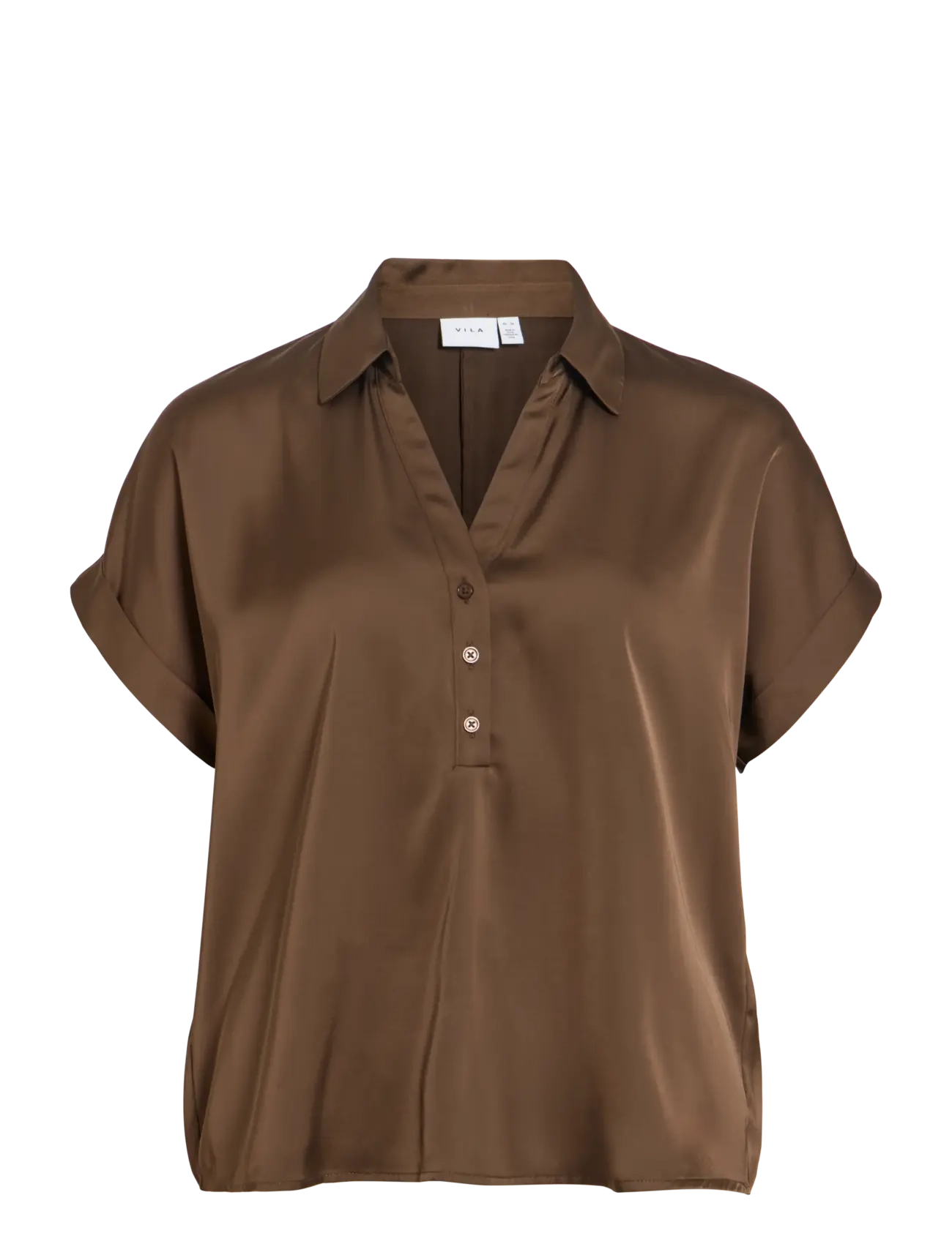 VILA Vienna Ravenna S/S Oberteil - Noos Braun - 34 - Damen