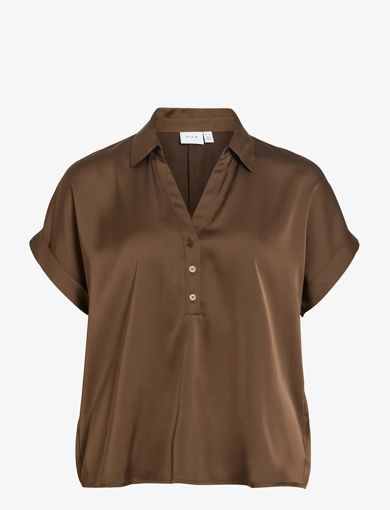 Vila - VIENNA RAVENNA S/S TOP - NOOS - kortærmede skjorter - coffee bean - 1