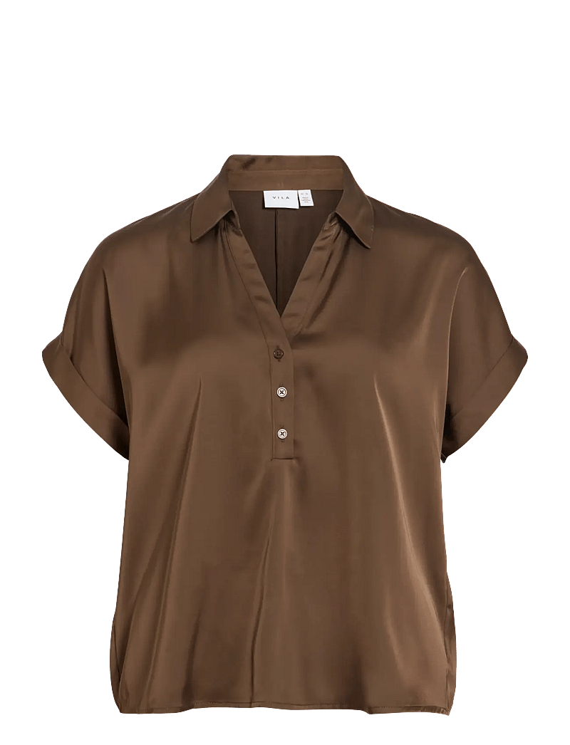 Vila - VIENNA RAVENNA S/S TOP - NOOS - kurzärmlige hemden - coffee bean - 1