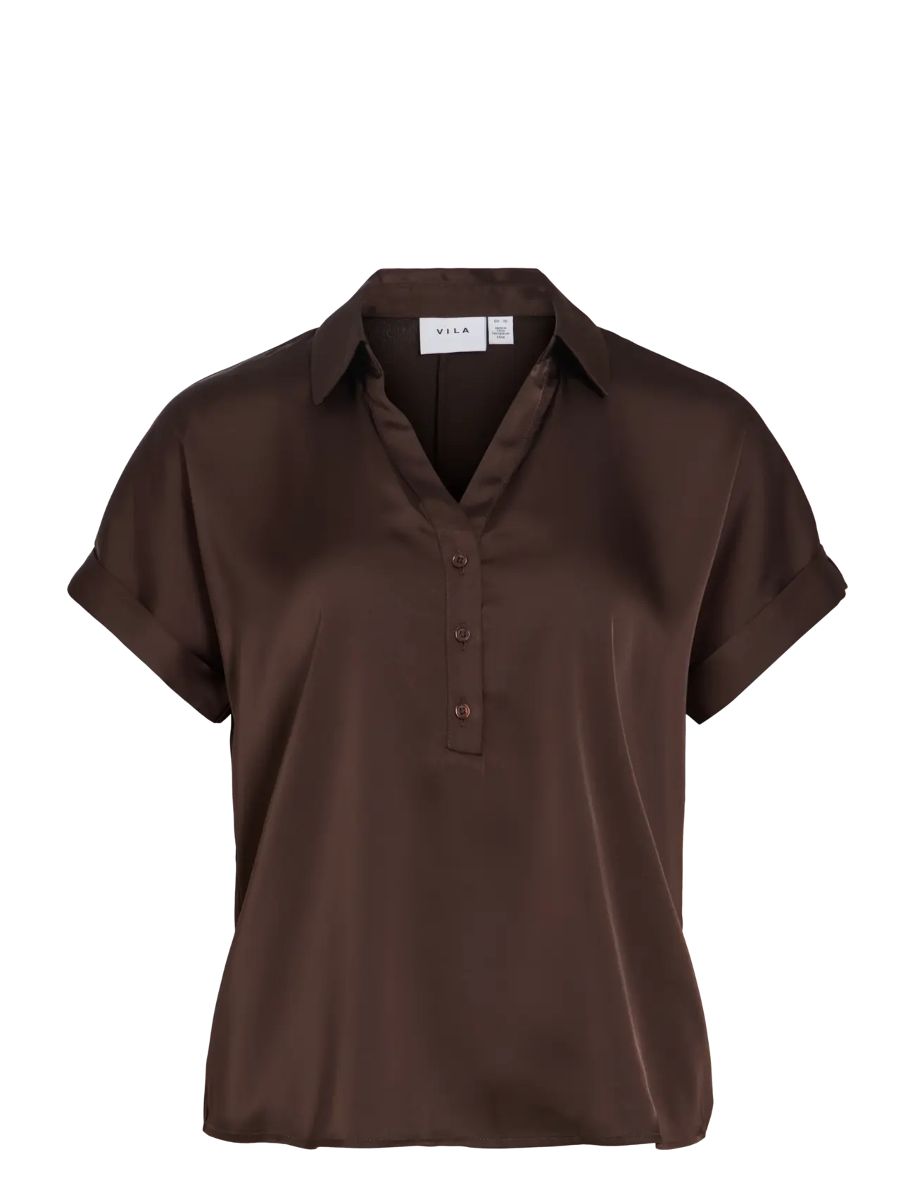 Vila VIENNA RAVENNA S/S TOP - NOOS - Tøj - COFFEE BEAN / brown