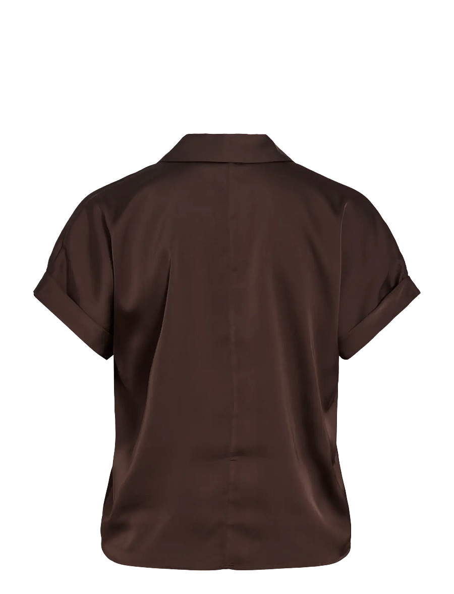 Vila - VIENNA RAVENNA S/S TOP - NOOS - kortærmede skjorter - coffee bean - 2