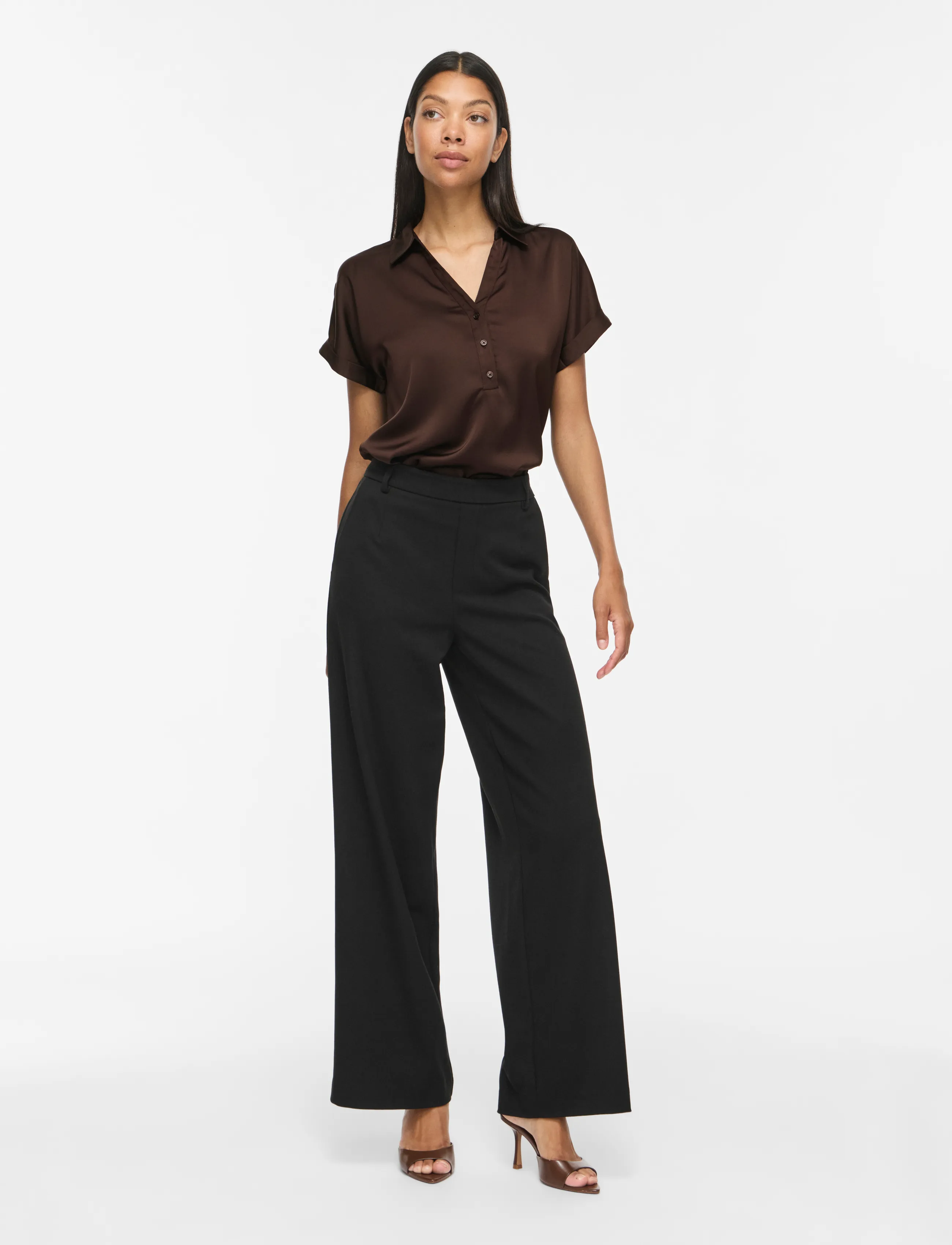 Vila - VIENNA RAVENNA S/S TOP - NOOS - kortærmede bluser - coffee bean - 4